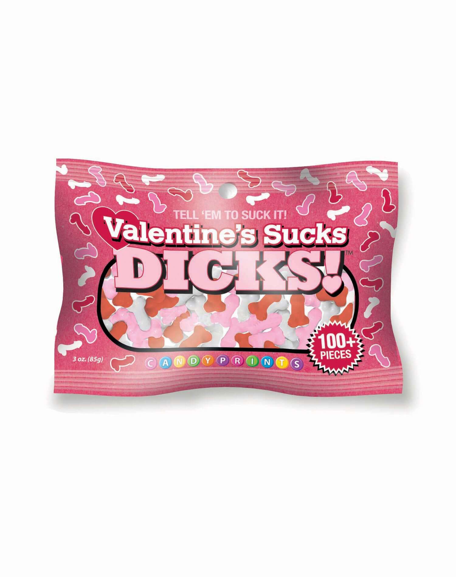 Valentine's Sucks Dicks Candy 3oz Bag with 100+ Pieces in Pink Packaging