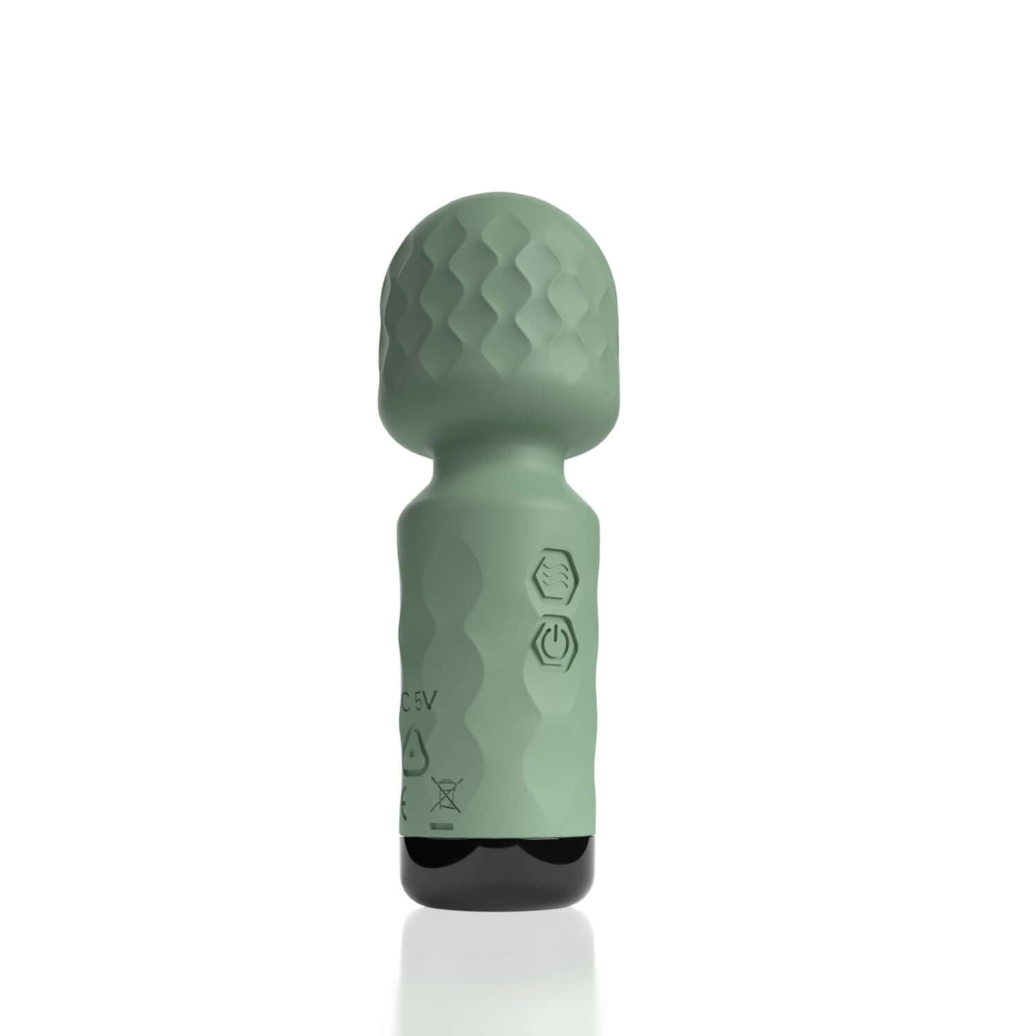 Sage green Screaming O Cuties Winny vibrating mini wand, designed for portable pleasure with multiple settings.