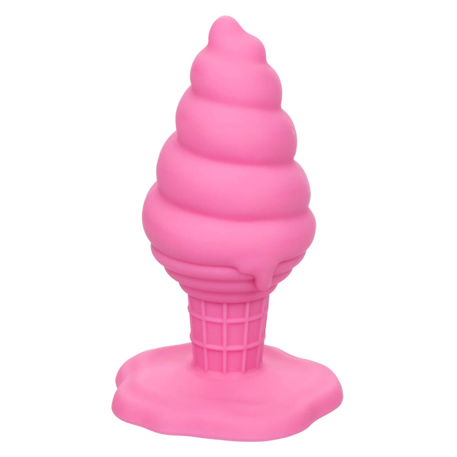 Pink ice cream cone-shaped butt plug designed for pleasurable and comfortable intimate play.