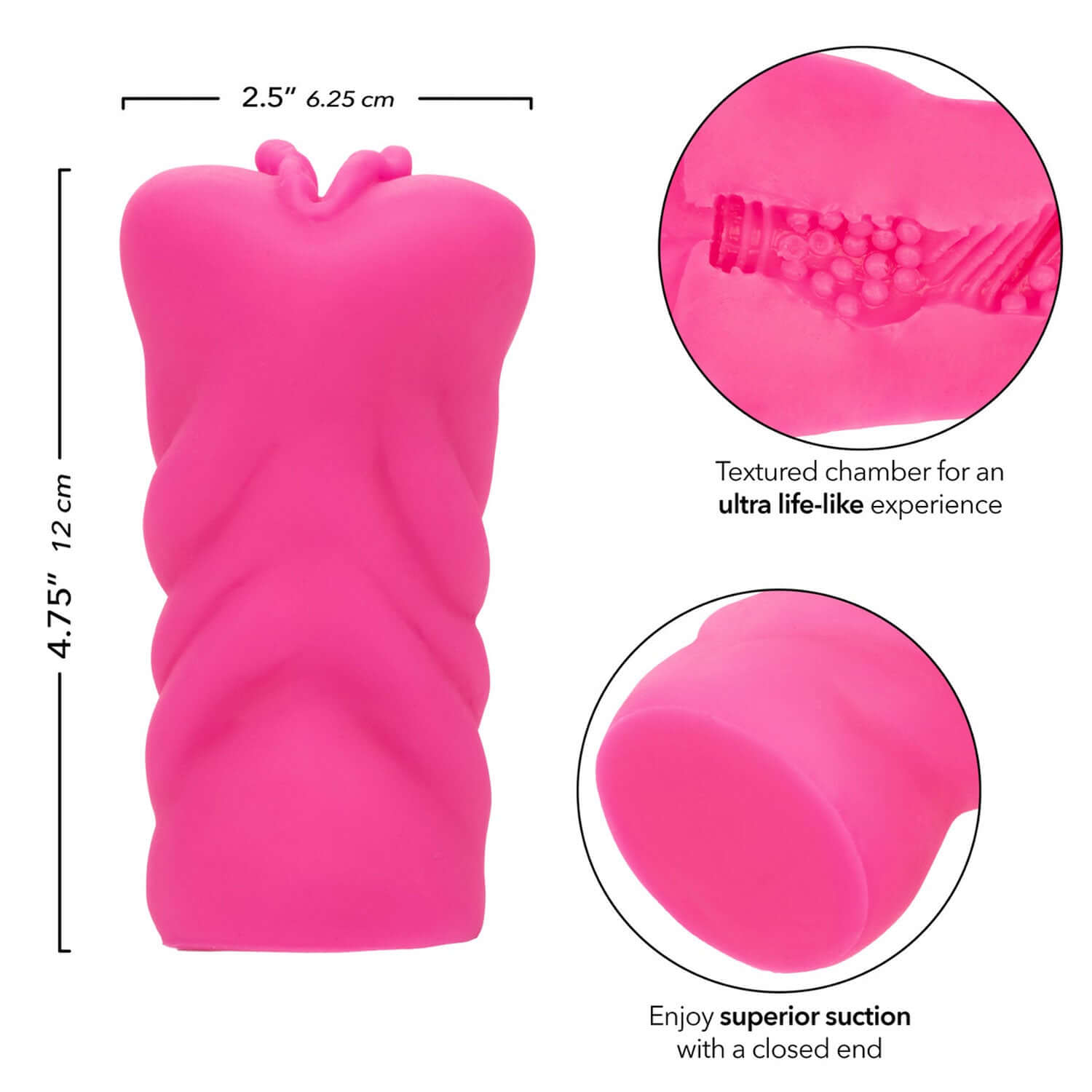 Anime Stroker Kitty Pink masturbator with textured chamber for ultra life-like experience and superior suction. Dimensions: 4.75"x2.5".