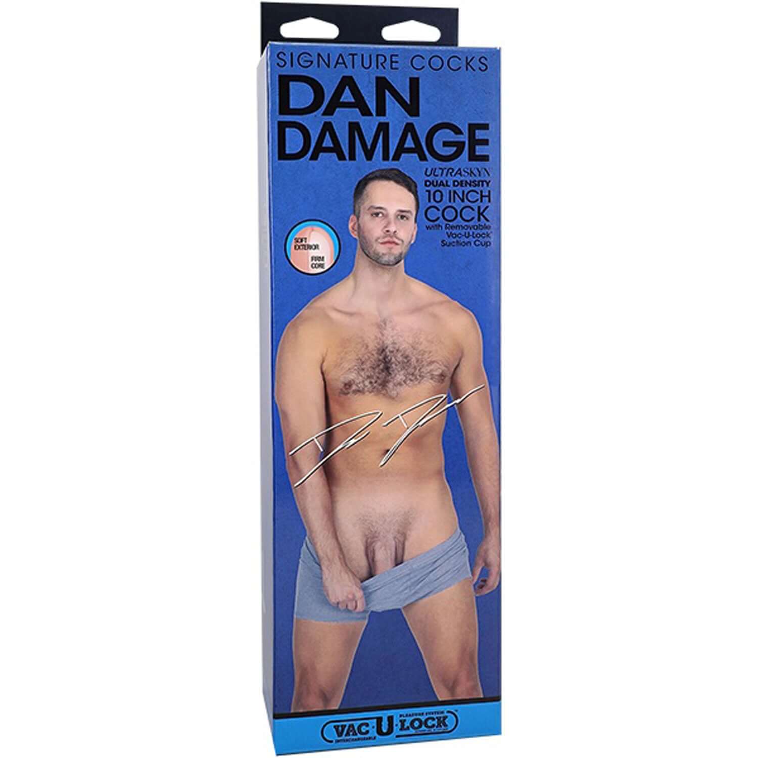 Dan Damage Signature 10" Cock with Removable Vac-U-Lock Suction Cup in Vanilla packaging