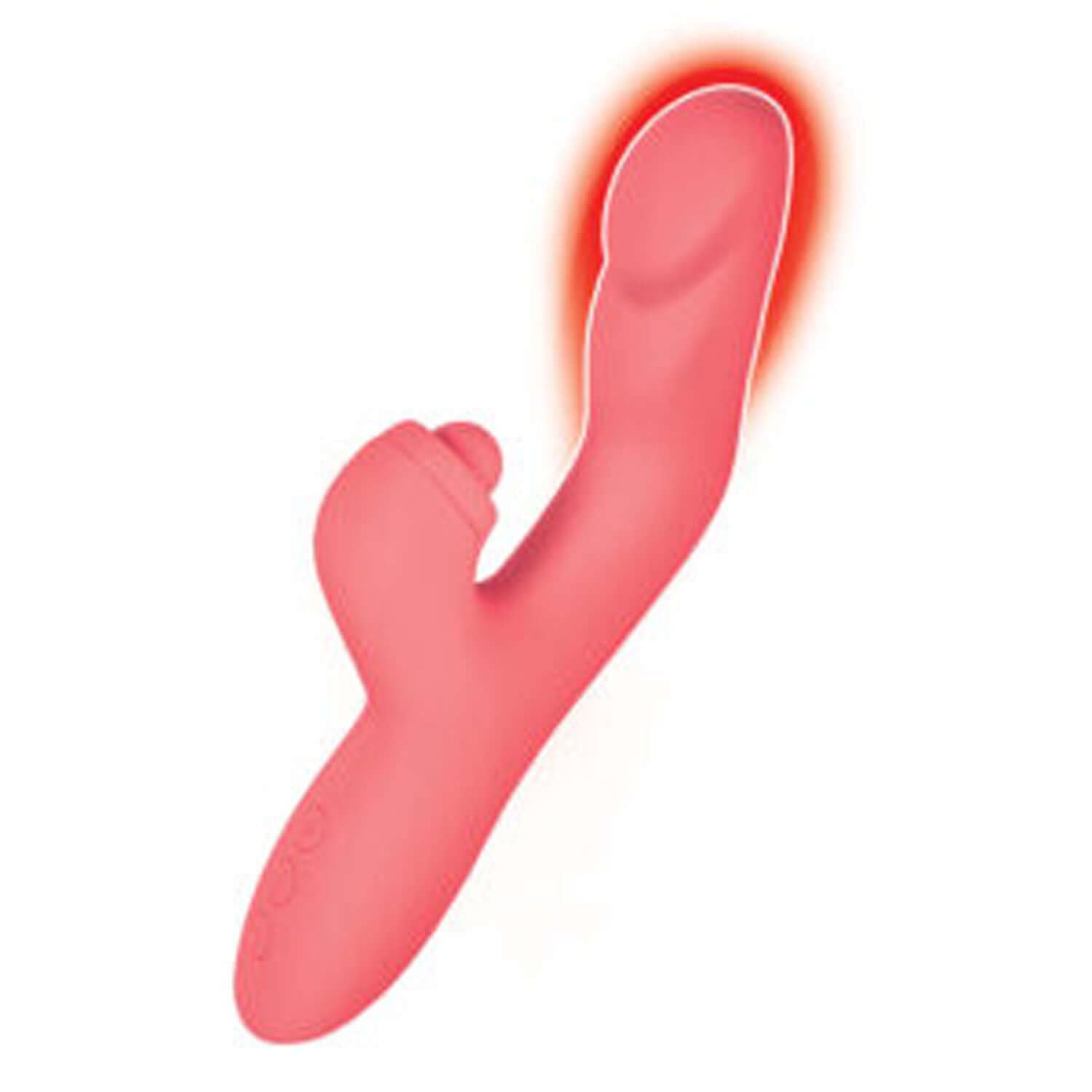 Goddess Heat Up Tapping Massager - Coral, dual stimulator with 10 vibrating functions and 5 tapping functions for dynamic pleasure.