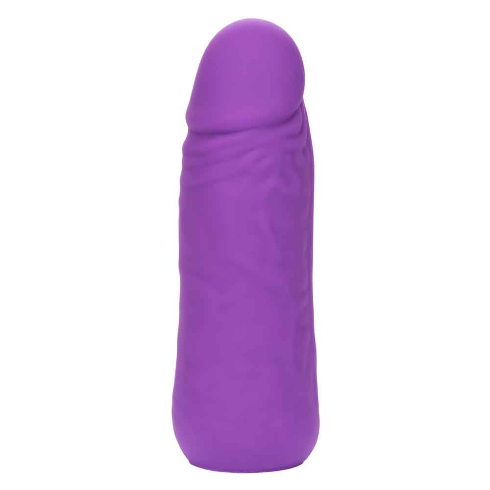 Mini Vibrating Studs Dildo - Purple, 4.25" liquid silicone vibe with lifelike design and 10 vibration functions for intense pleasure.