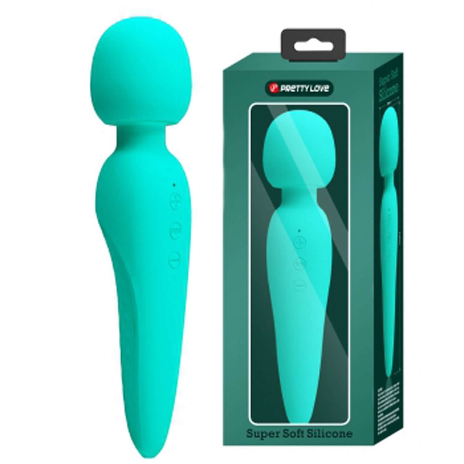 Meredith Super Soft Silicone Wand in Turquoise with box, designed for bath-time pleasure and 100% waterproof enjoyment.