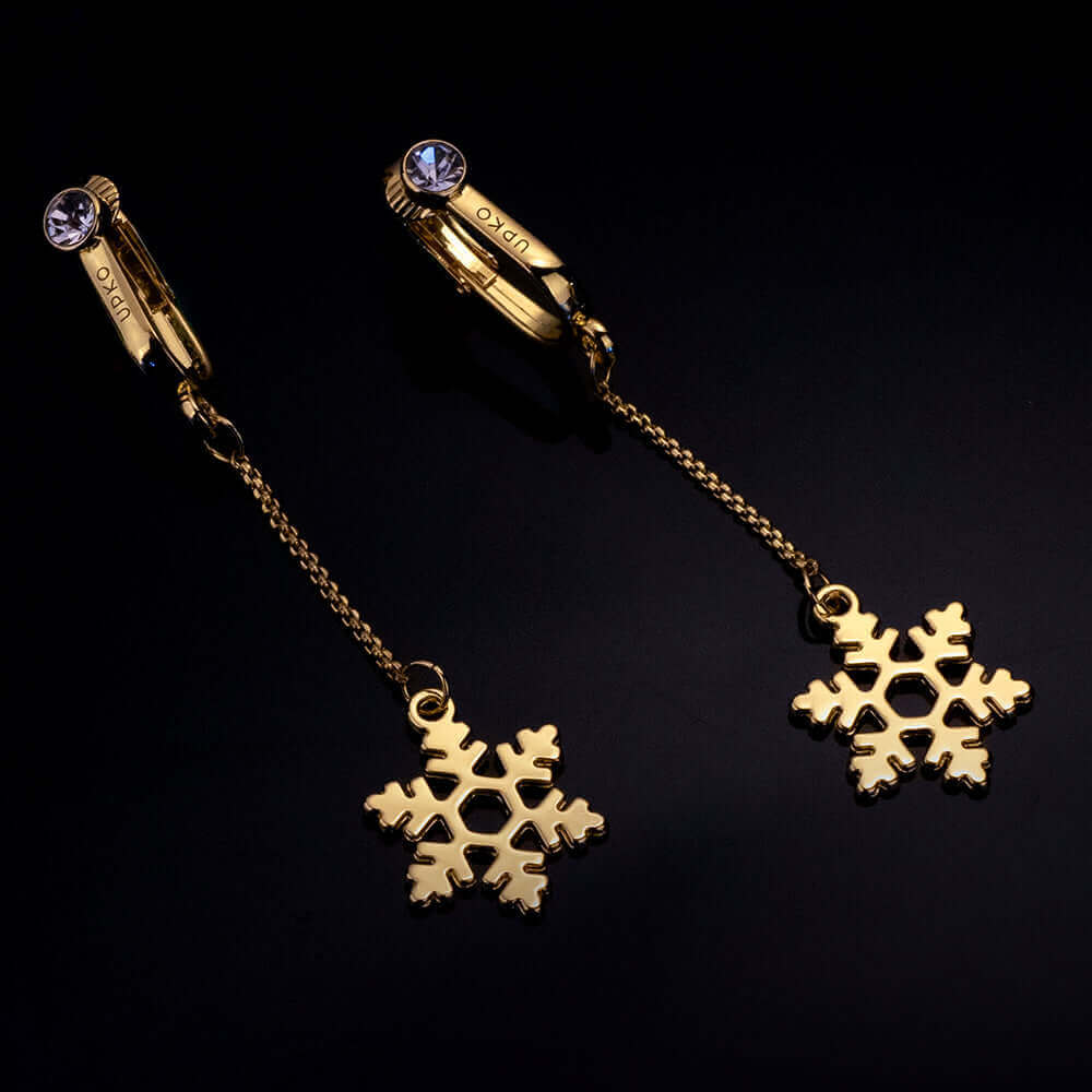 UPKO Non-pierced gold snowflake clitoral jewelry with chain, elegant body adornment for women.