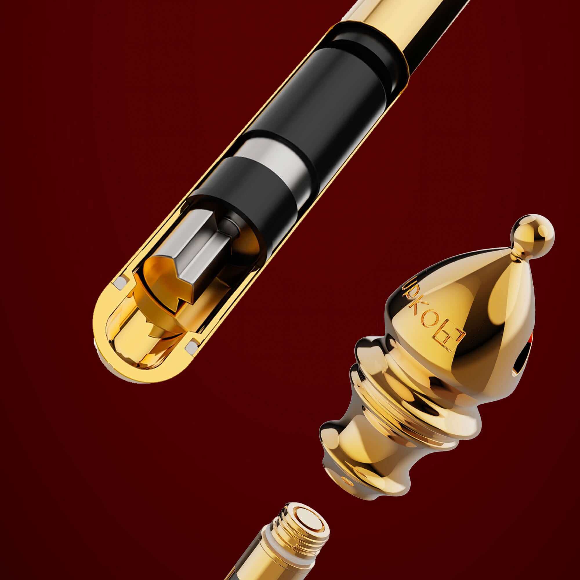 Mini vibrator from "The Chess" Collection - Bishop in gold and black, showcasing its compact design and unique features.