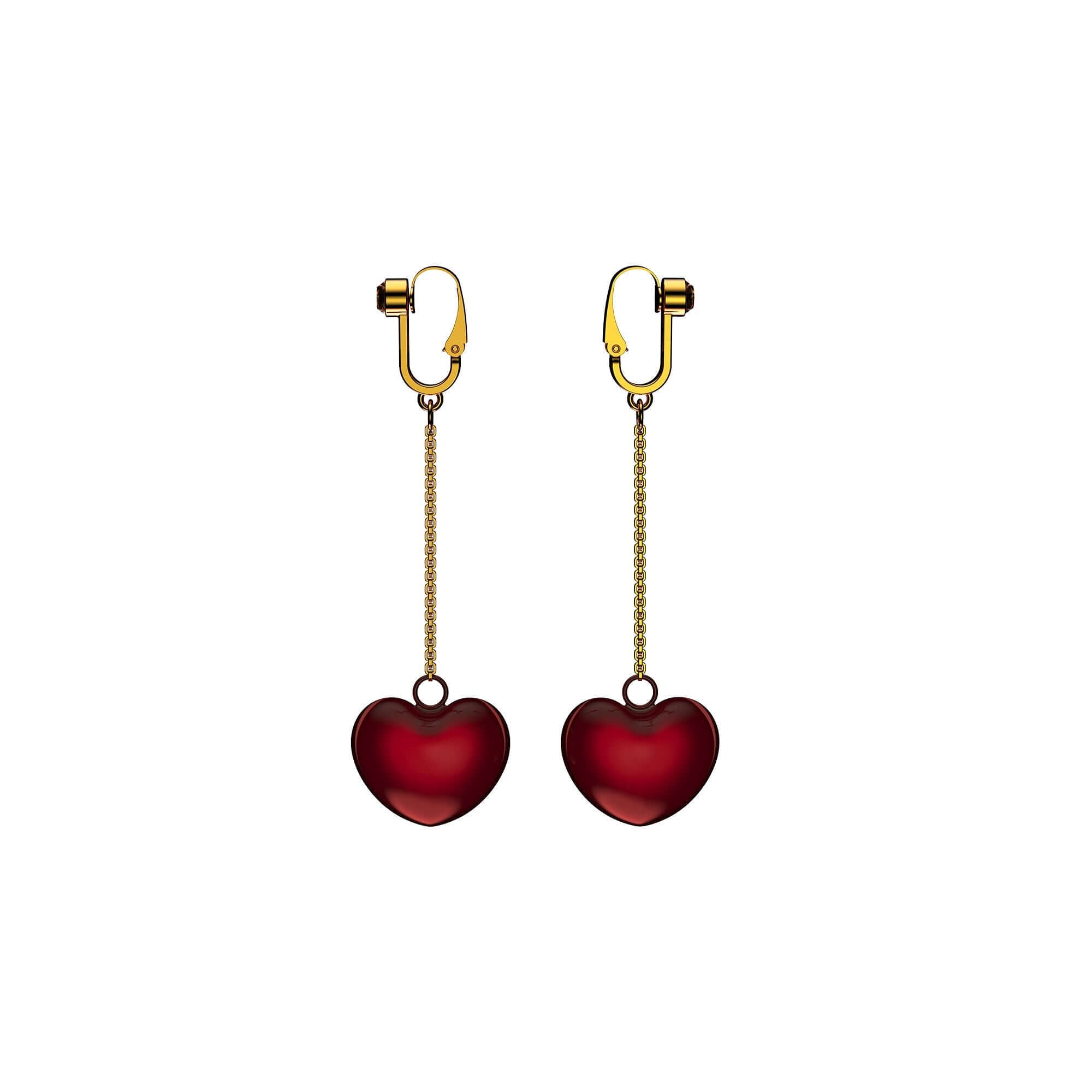 Non-pierced clitoral jewelry with heart-shaped rhinestones, gold chain clips for labia, UPKO Water Chiming Bells.