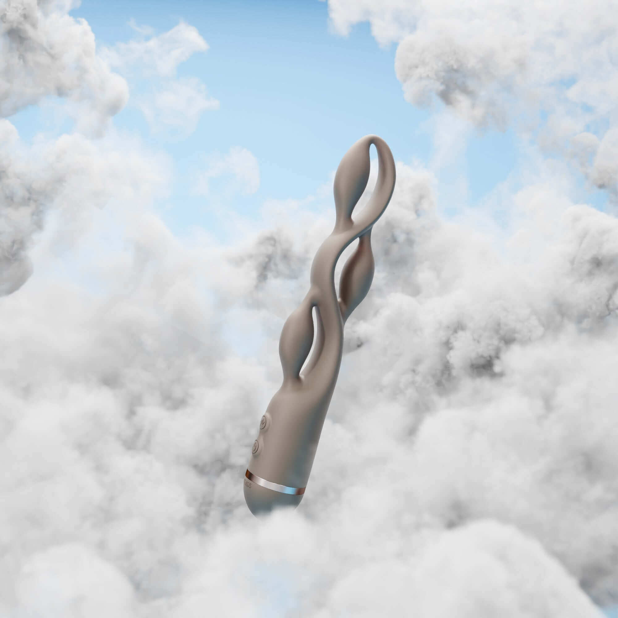 UEROS Multi-motor Pulse Vibrator Brown floating in clouds, showcasing innovative design and three-motor pulse vibration technology.