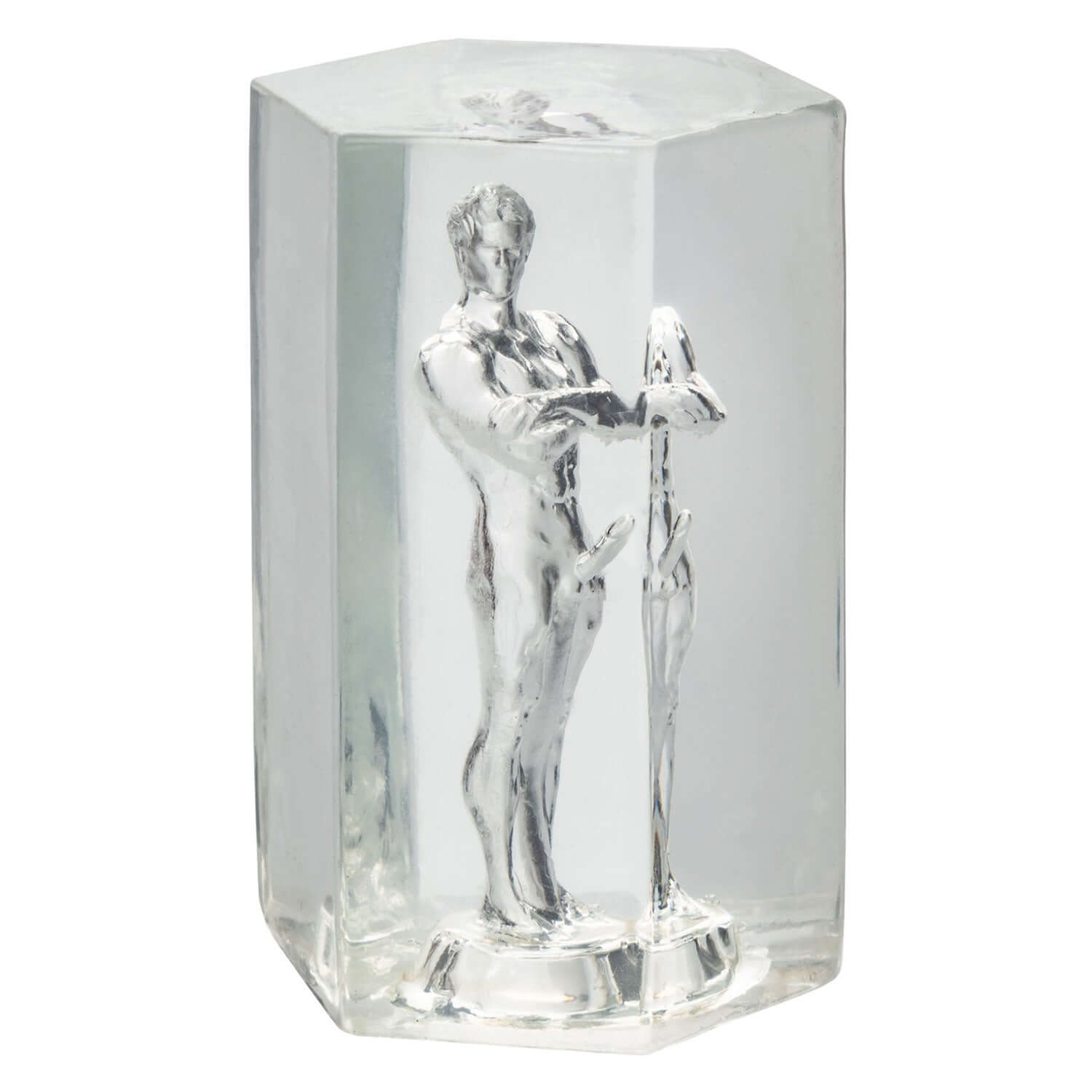 Transparent David Sleeve masturbator featuring clear design for enhanced solo play and visual excitement.