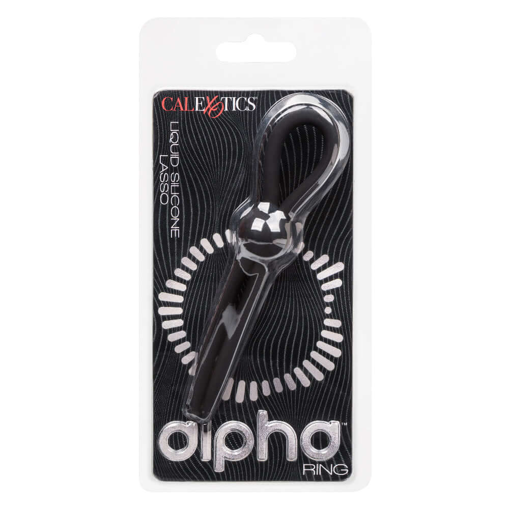 Alpha Liquid Silicone Lasso in black packaging for intimate control and enhancement