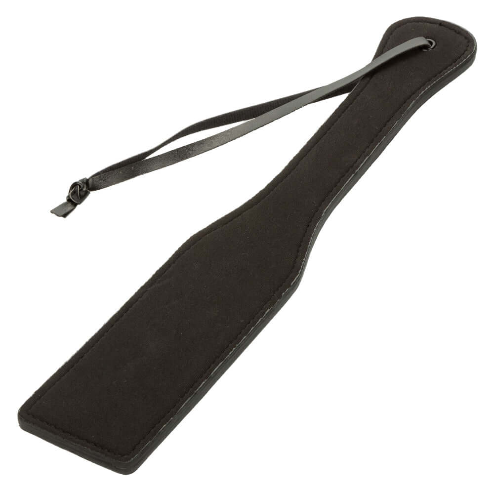 Nocturnal Collection Paddle - Black, double-stitched design for light and intense play, sturdy impact tool with wrist strap