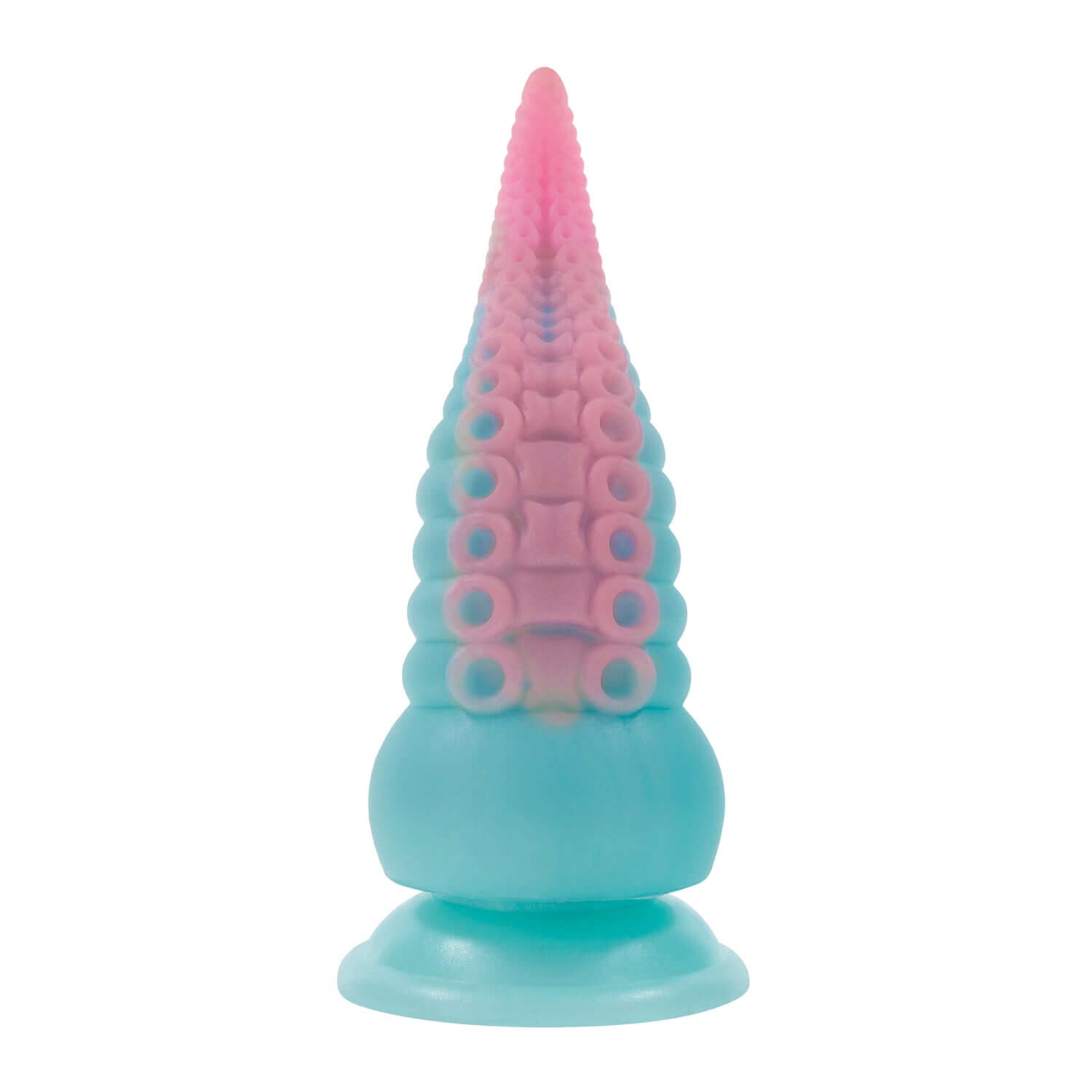 Multicolor vibrating dildo with flexible tentacle design and suction cup base for enhanced pleasure.