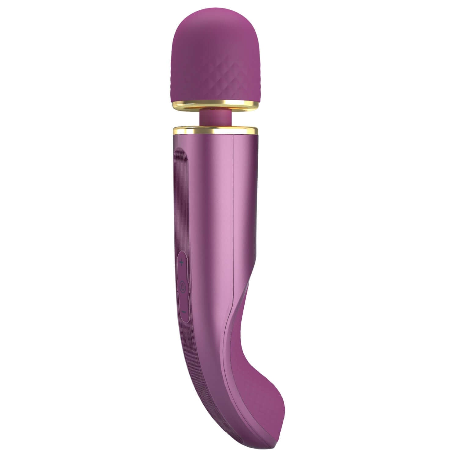 Charming purple massager with round head, 5 speeds, and 7 vibration settings, USB rechargeable and waterproof.