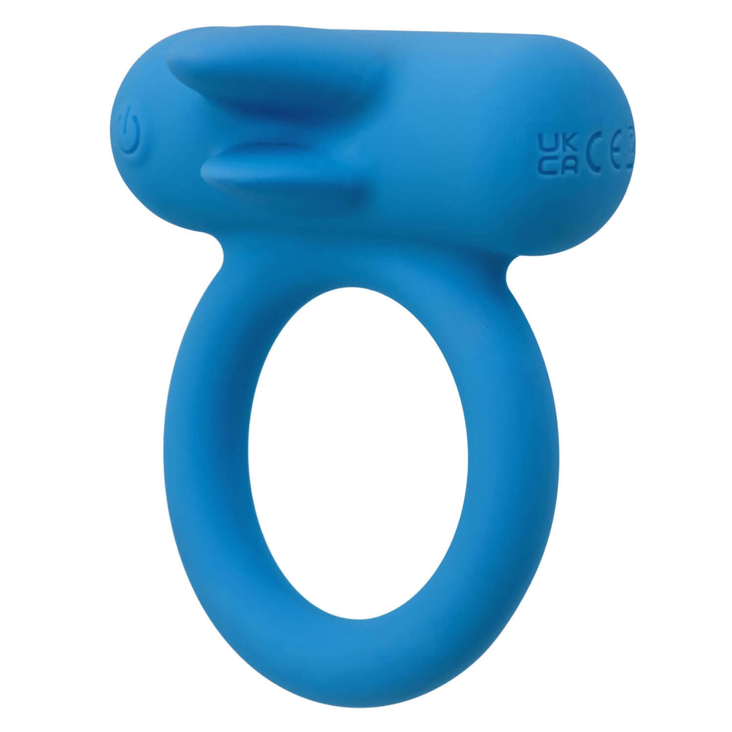 Blue Silicone Rechargeable Double Trouble Ring with dual teasers for couples.