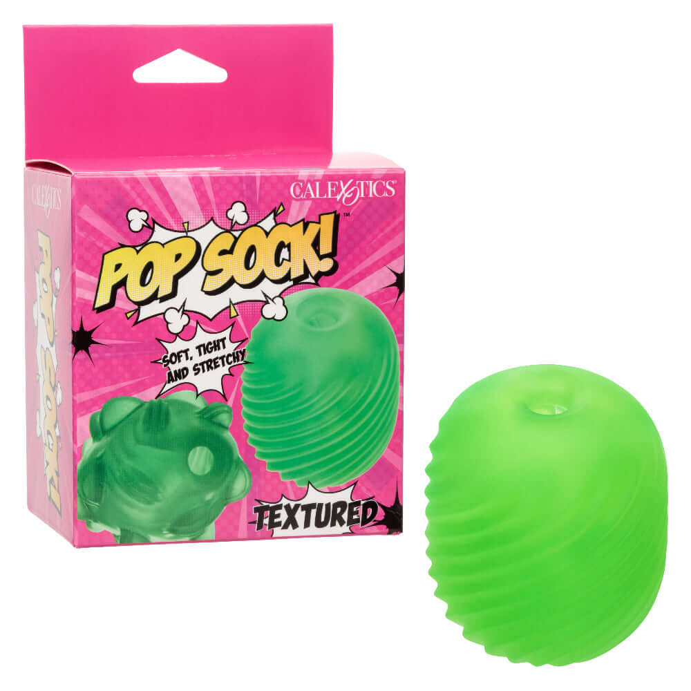 Pop Sock Textured Masturbation Sleeve - Green, reversible stroker, soft, tight, and stretchy for unique sensations and thrilling experiences