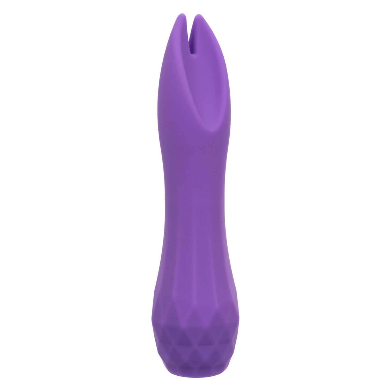 Gia Dual Flicker purple vibrator with dual teasers and textured handle for enhanced stimulation.