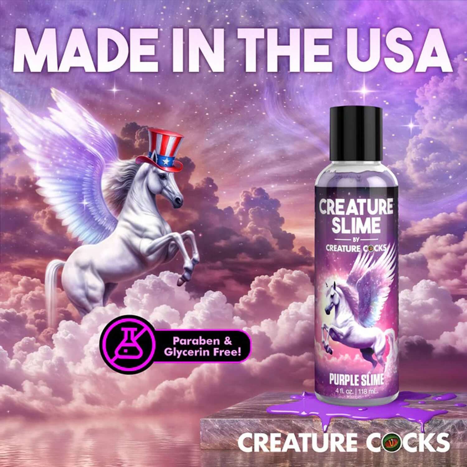 4oz Creature Slime Purple Slime Water-Based Lubricant with Magic Unicorn Made in the USA