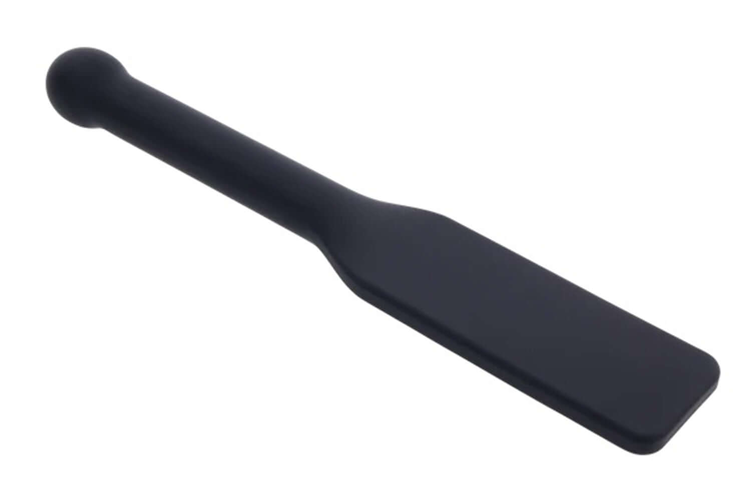 Edge Mine Silicone Paddle in black, featuring a flexible head for dynamic sensations and a bold "MINE" imprint.