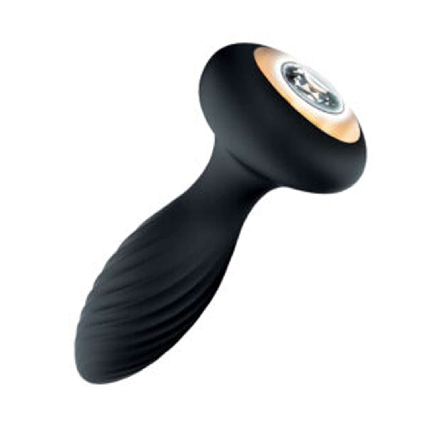 Goddess Diamond Vibrating Plug in black with light-up function, crafted from body-safe silicone for elegance and comfort in intimate moments.