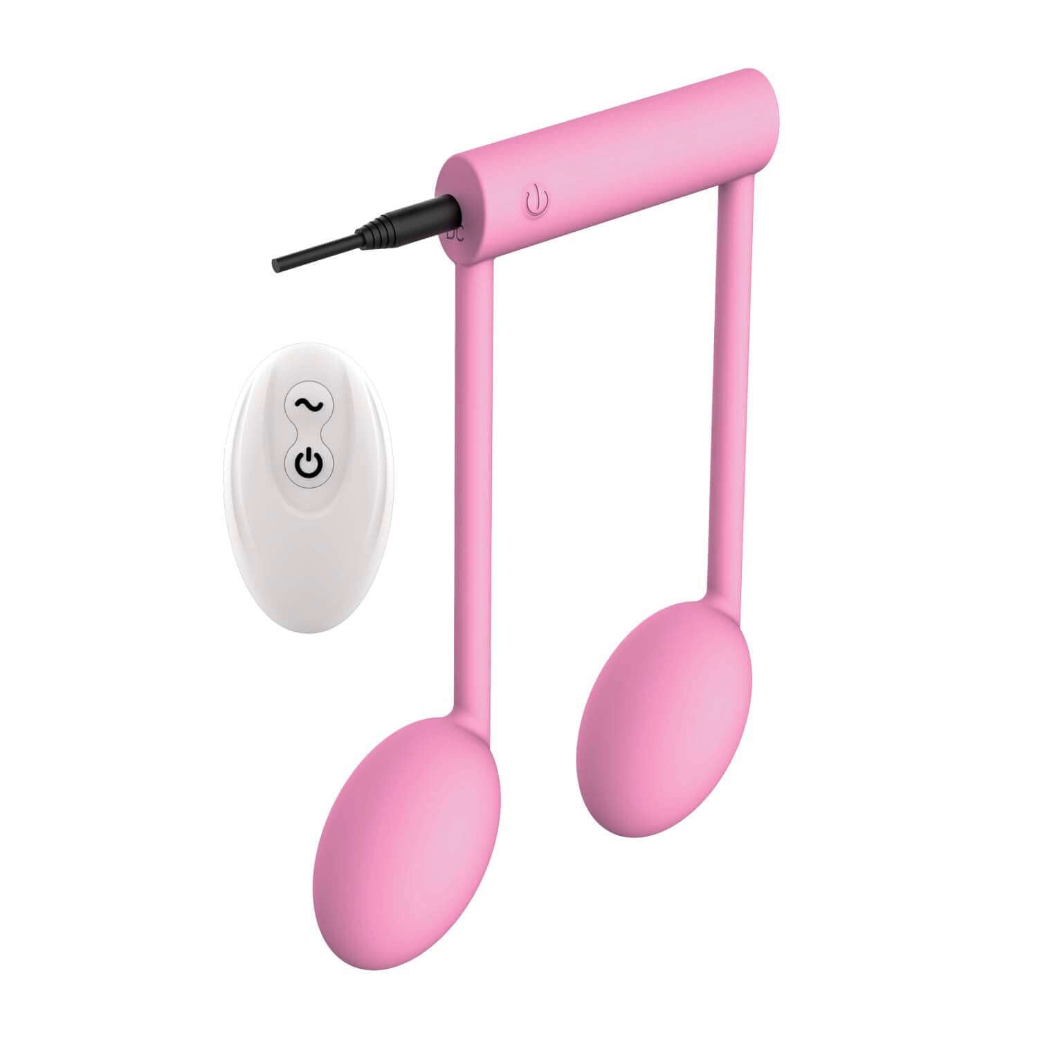 Pink Beat Remote Note Vibe shaped like music notes with remote control, featuring 10 vibration functions and dual motors.