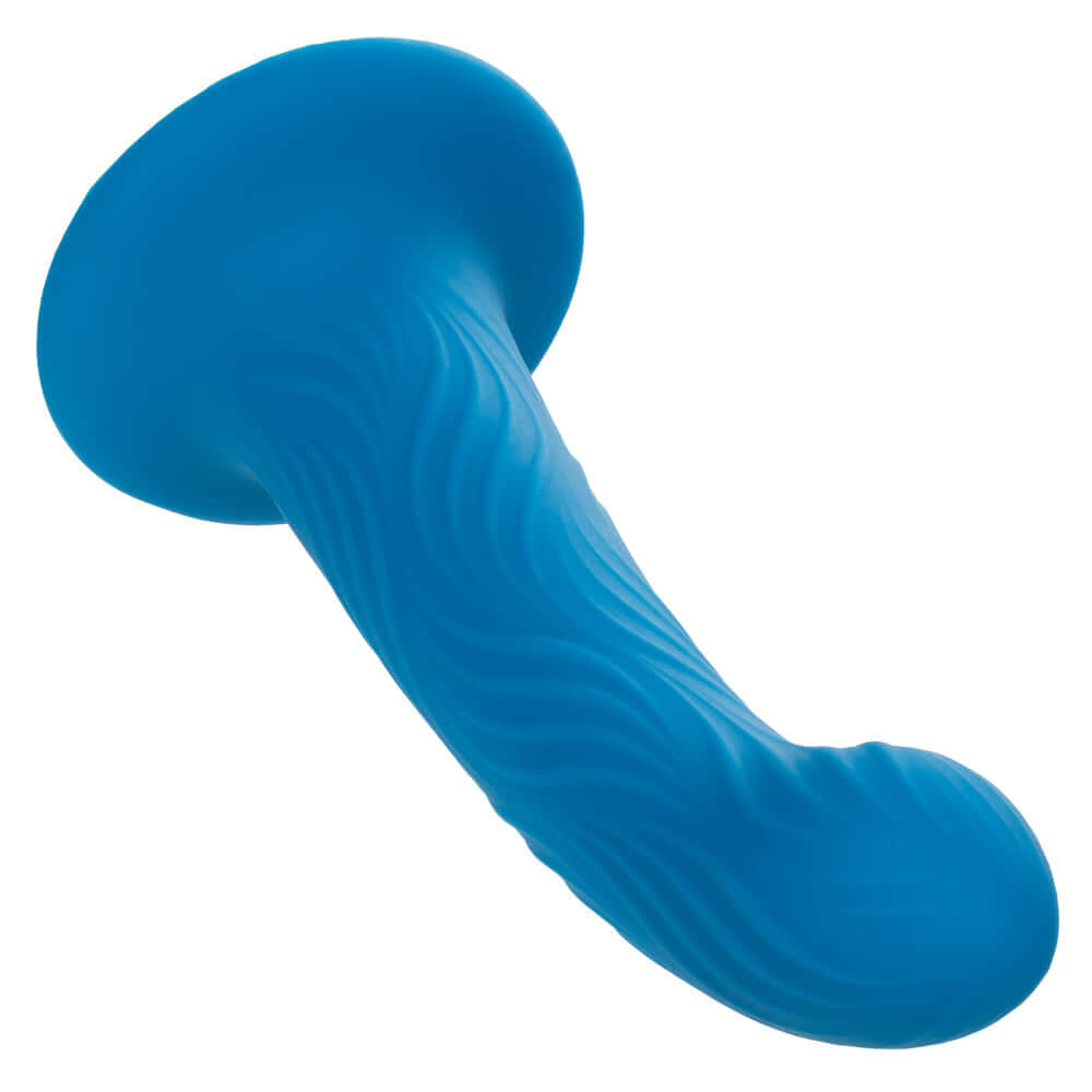 Wave Rider Ripple Dildo in Blue with wavy texture for maximum stimulation, made from high-quality liquid silicone.