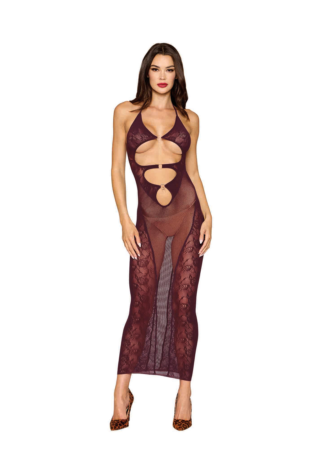 Bodystocking Gown and Shrug Dmnd - One Size - Cherry Lacquer-0