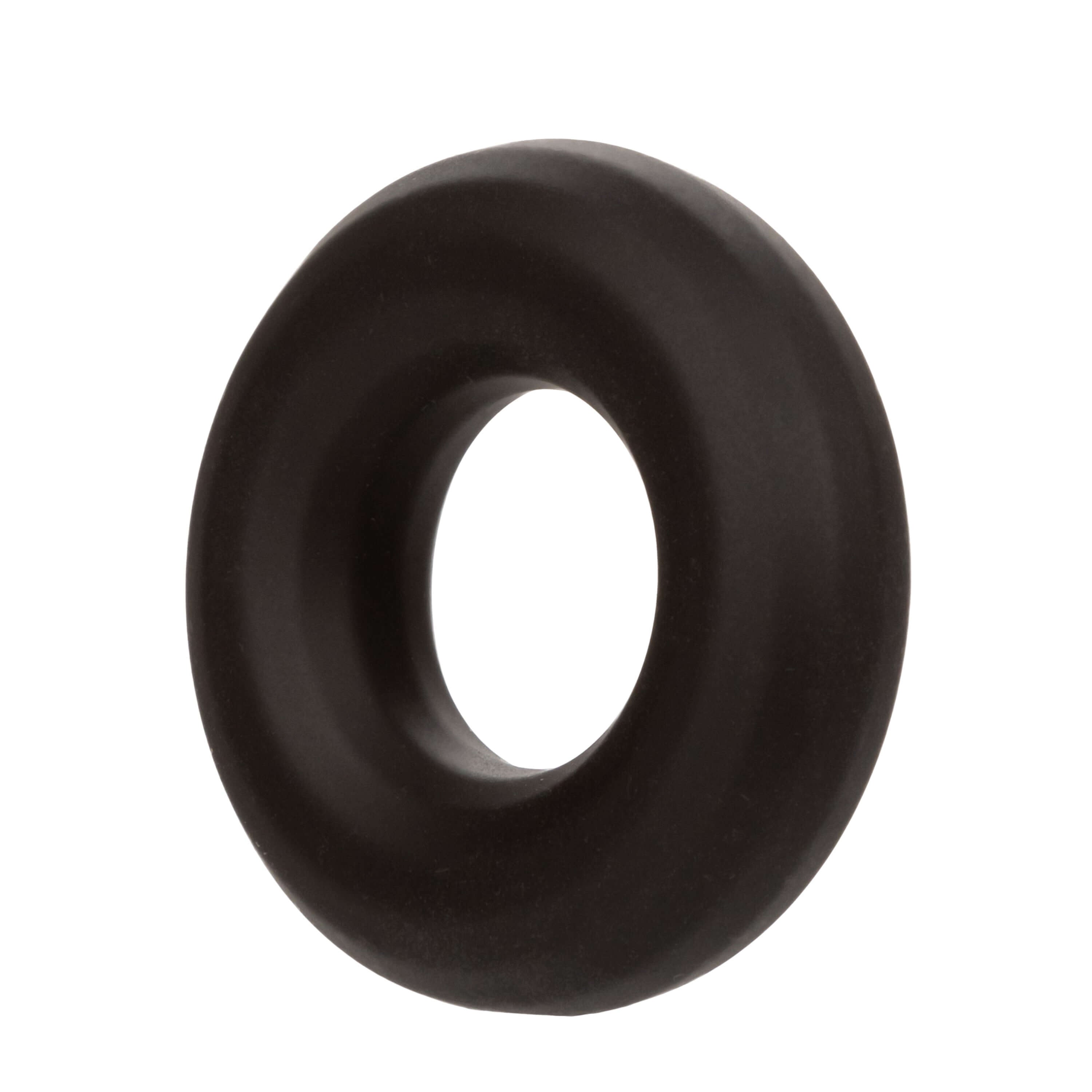 Alpha Liquid Silicone Prolong Medium Ring in black - premium stretchy and comfortable enhancer for intimate experiences.