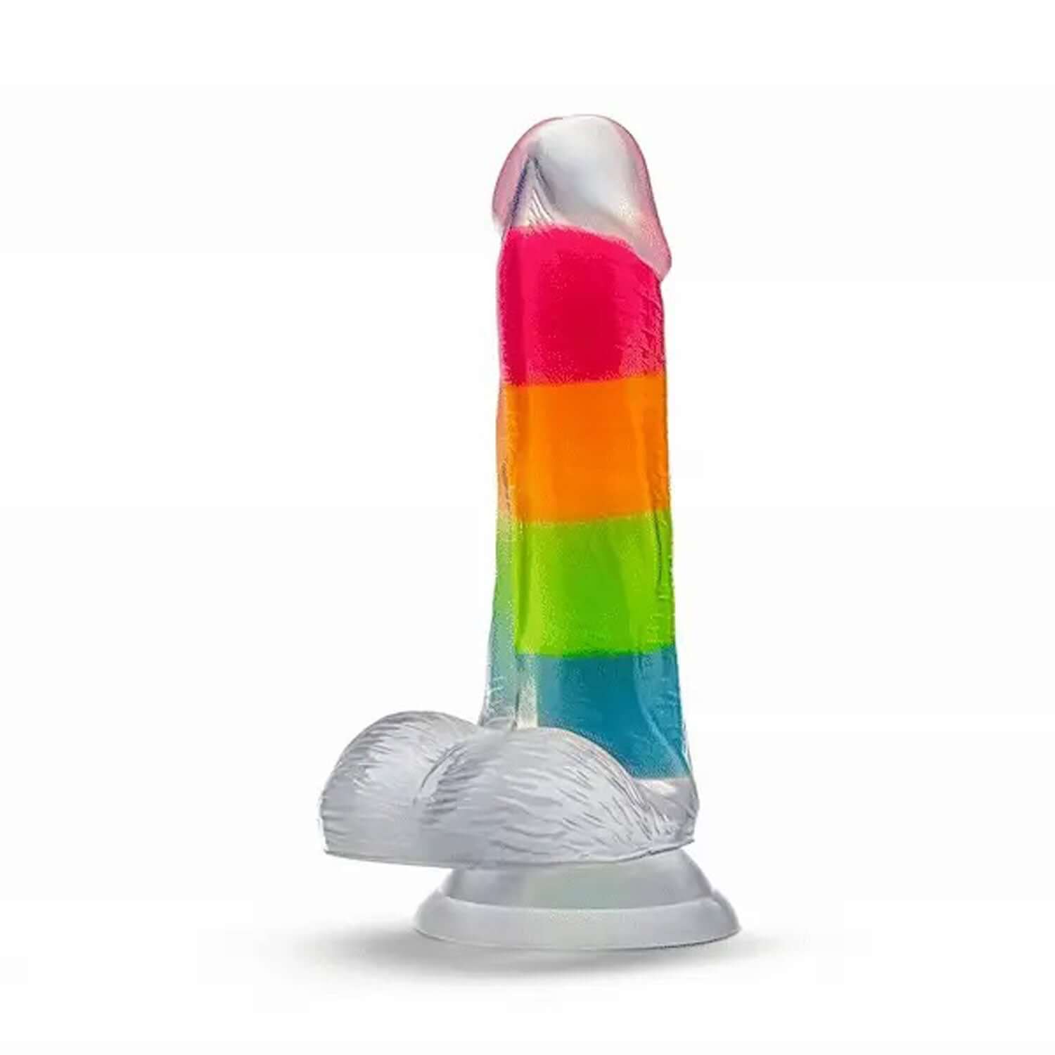 Neo Elite Glow in the Dark Rainbow Rave 6.5 inches Silicone Dual Density Dildo Multicolored