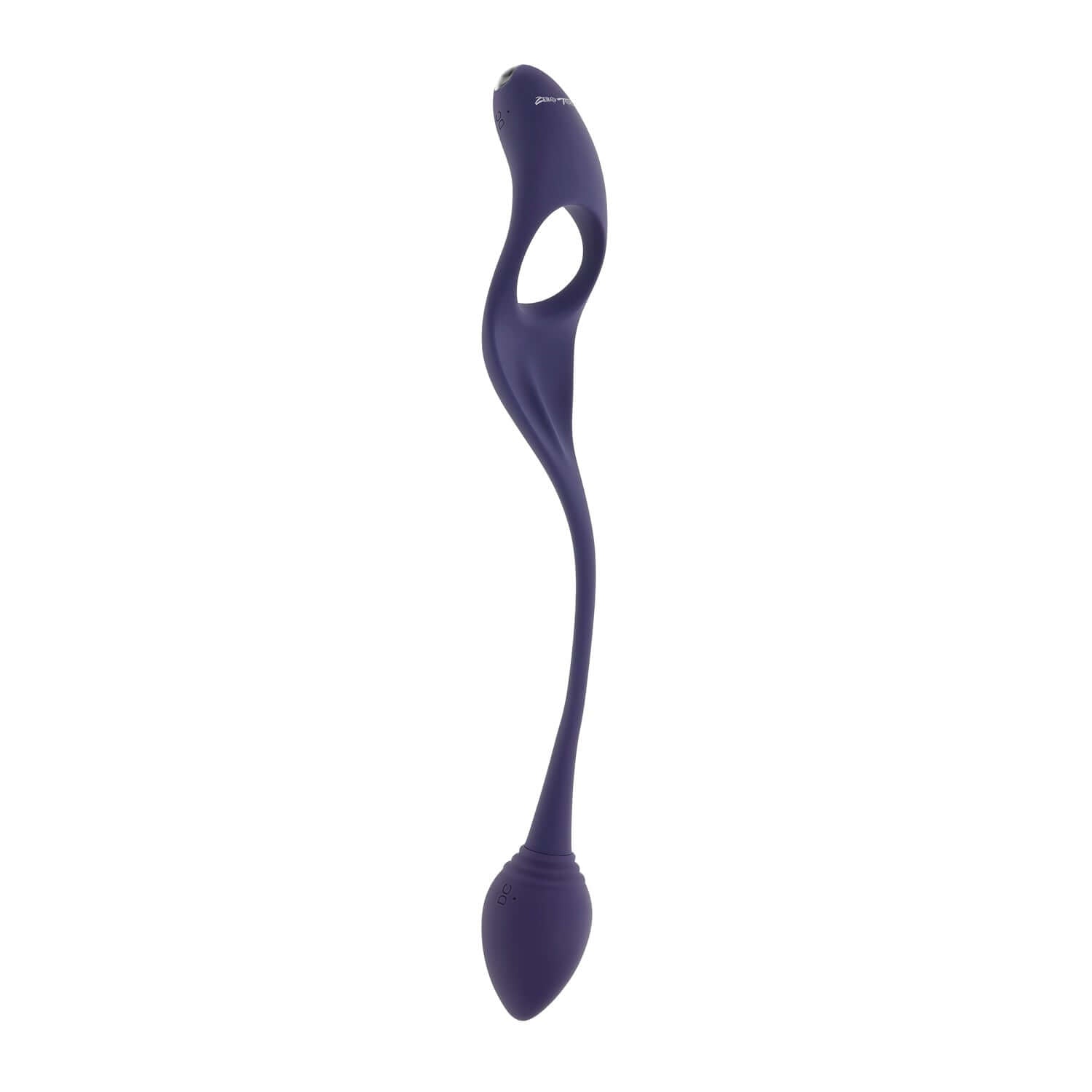 Purple vibrating plug and ring toy with flexible tail for enhanced pleasure and multiple usage options.