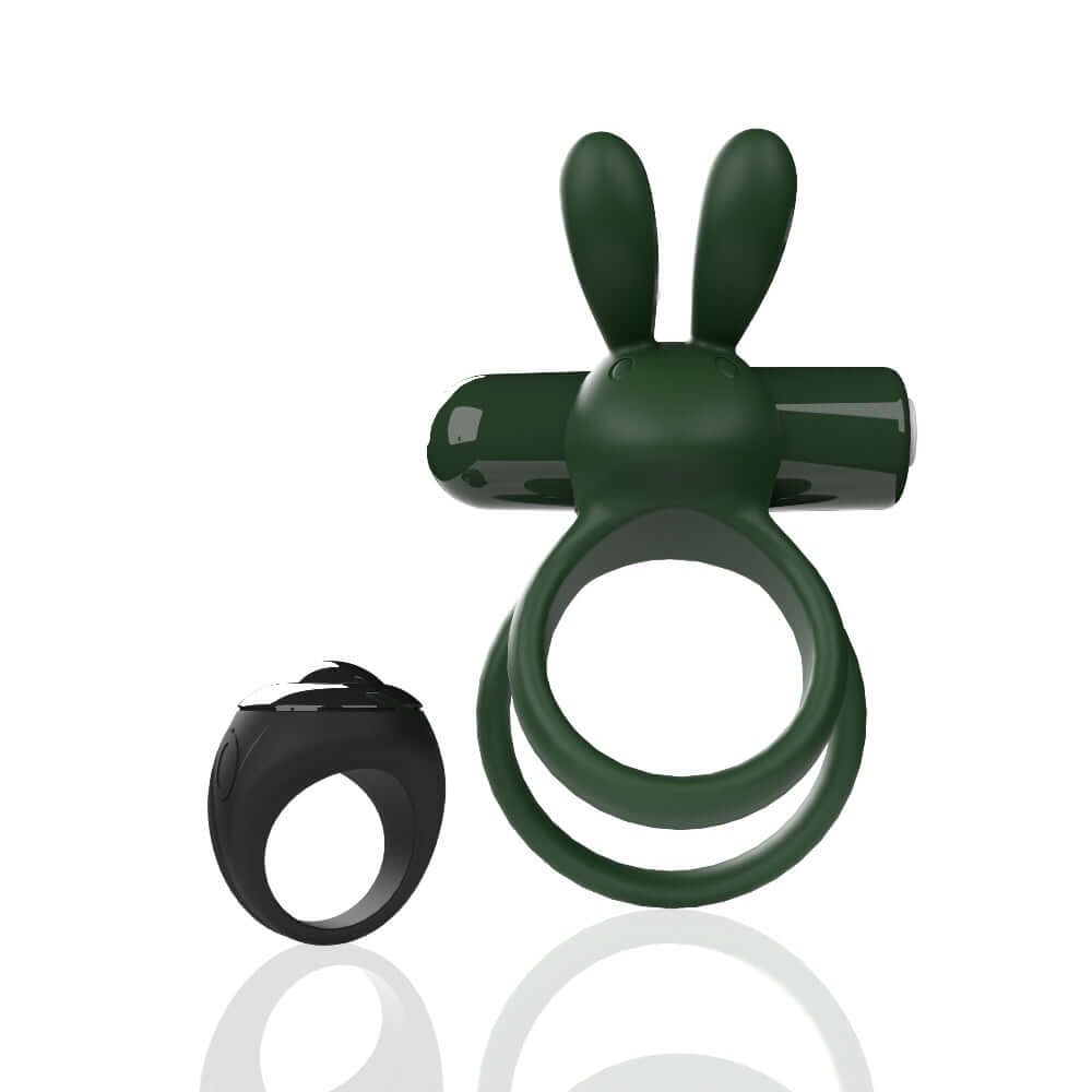 Green Screaming O Remote Controlled Ohare XL Vibrating Ring with Iconic Rabbit Ears and Rechargeable Design for Intense Pleasure