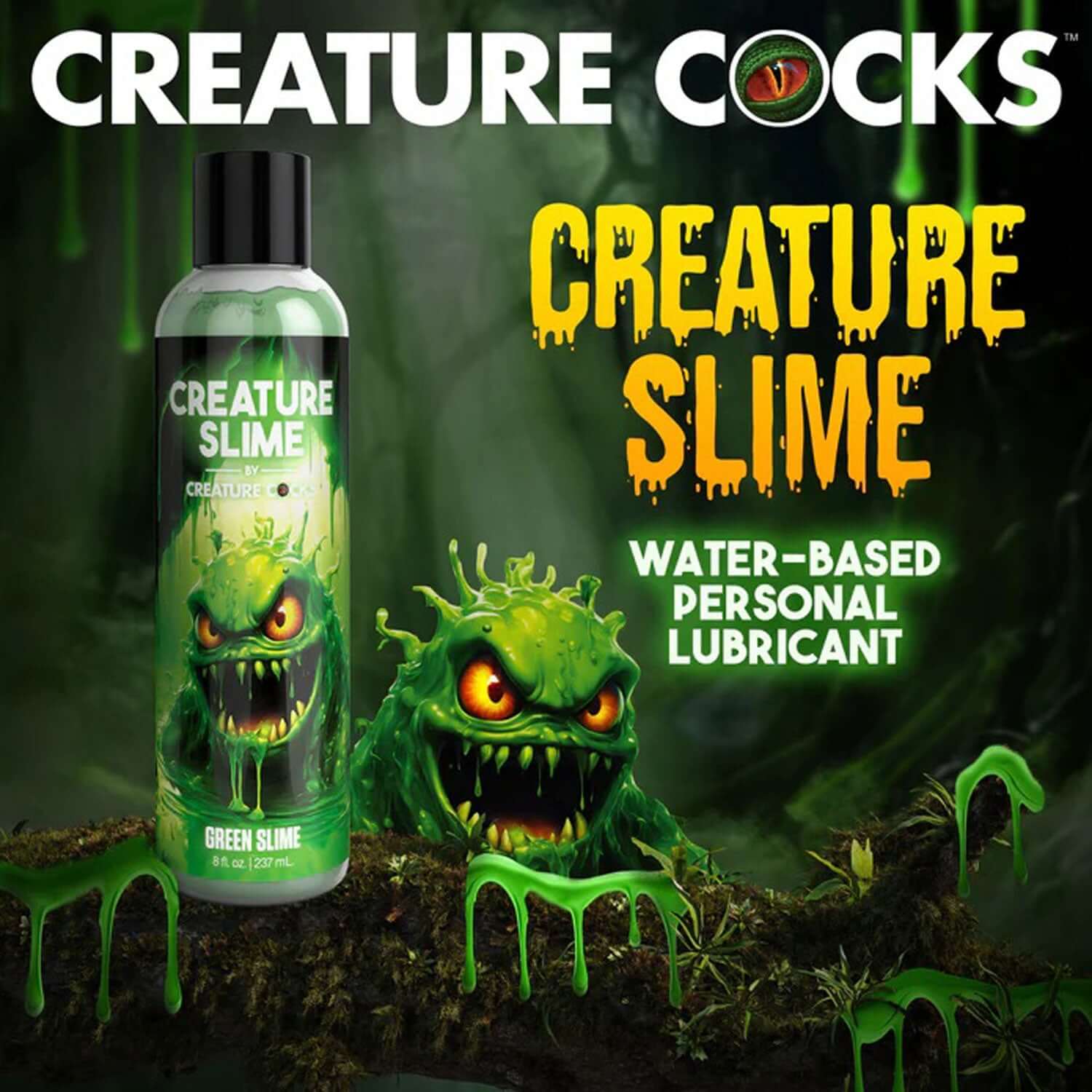 8oz Creature Slime Green Water-Based Lubricant with Monster Design for Fantasy Role-Play