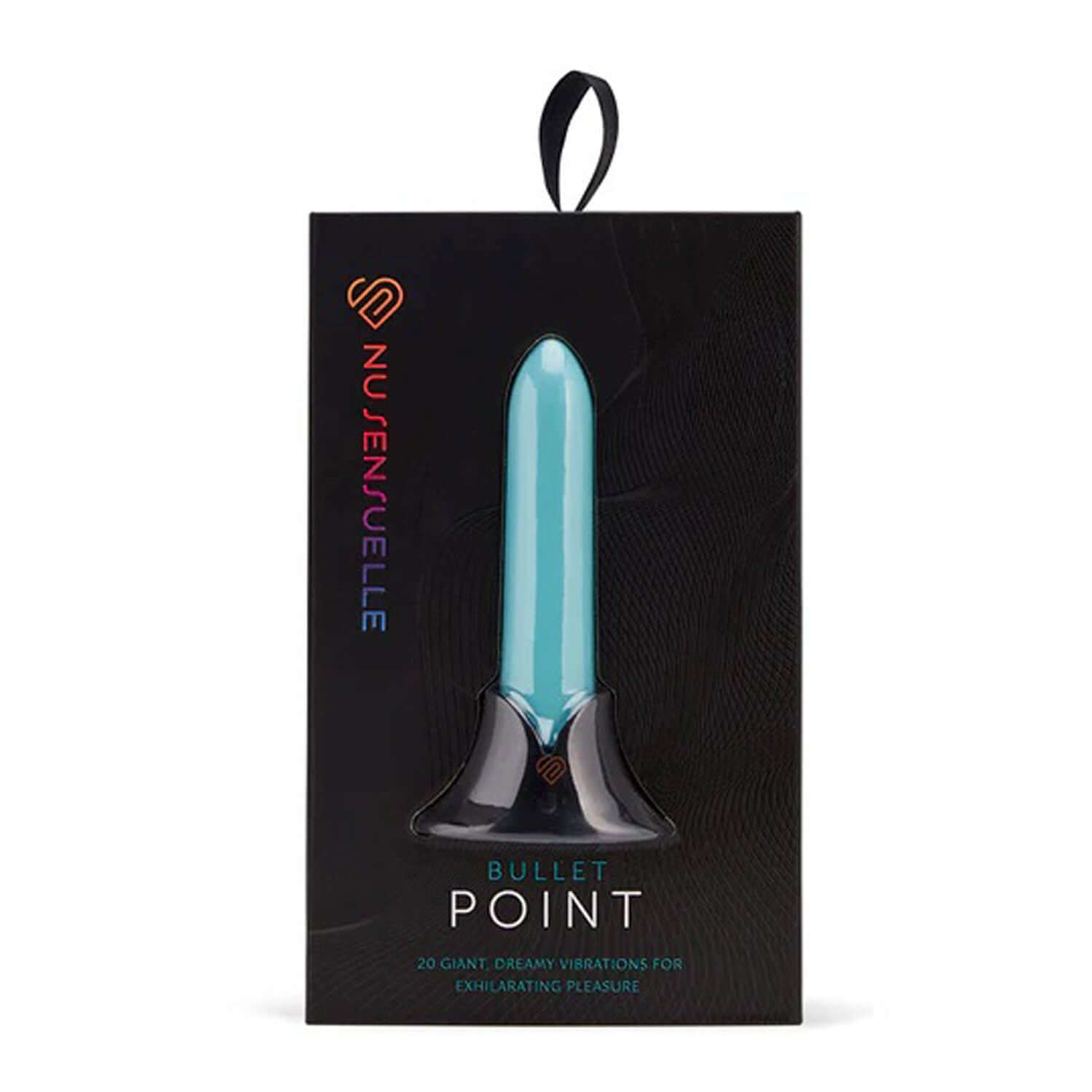 Nu Sensuelle Point Bullet in Tiffany Blue packaging with 20 vibration settings for enhanced pleasure.