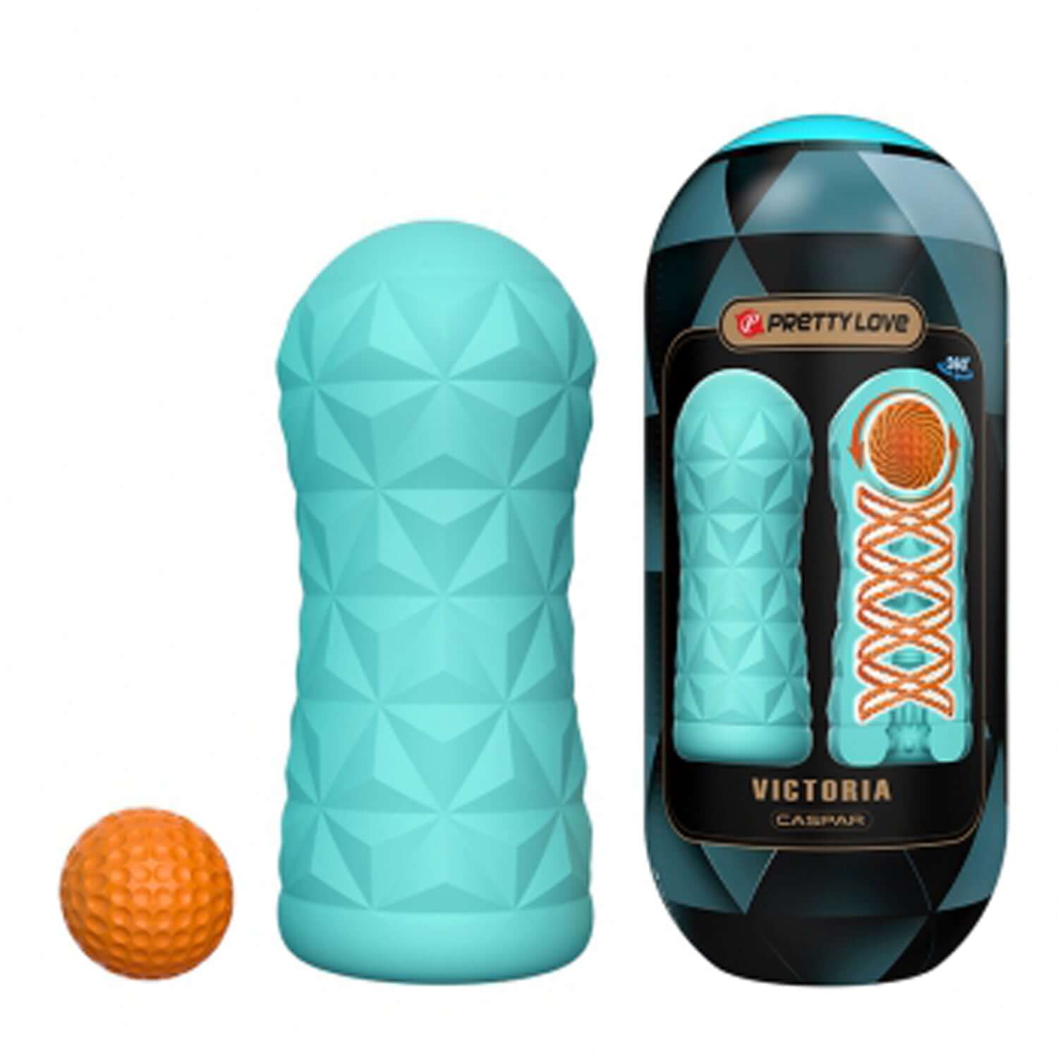 Victoria Masturbator in blue with stimulating texture and coil for enhanced pleasure and new sensations.