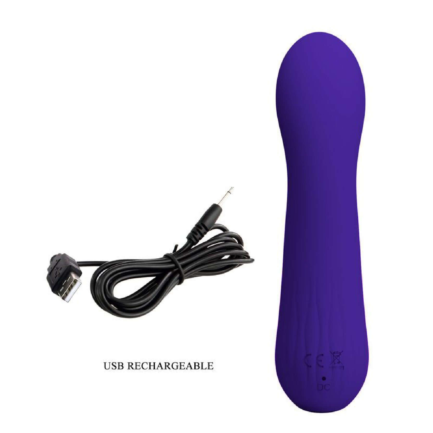 Faun Rechargeable Vibrator in Purple with USB Charging Cable