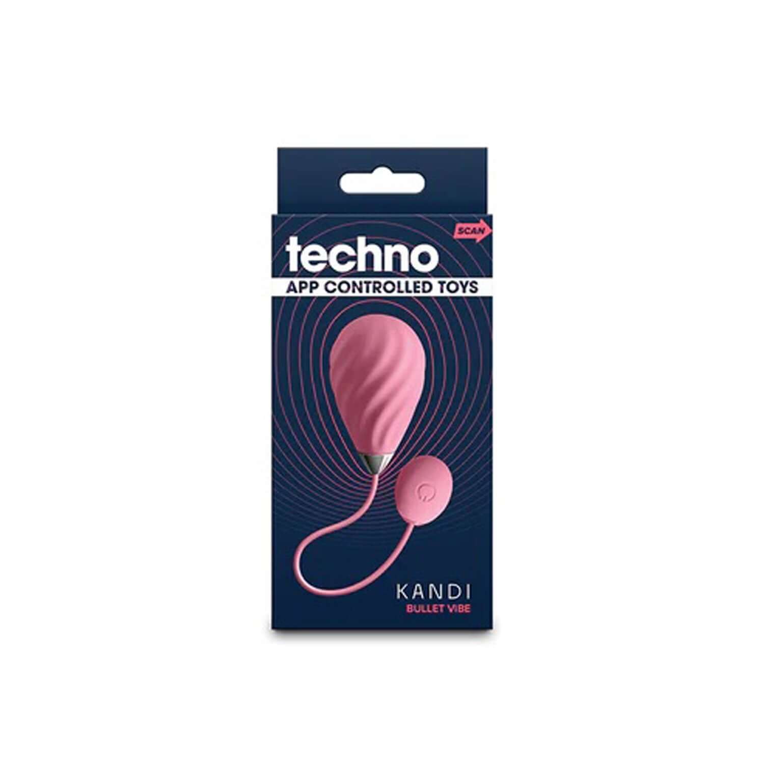 Techno Kandi Bullet Egg in pink packaging, app-controlled vibe with premium silicone, 19 functions, rechargeable and water-resistant