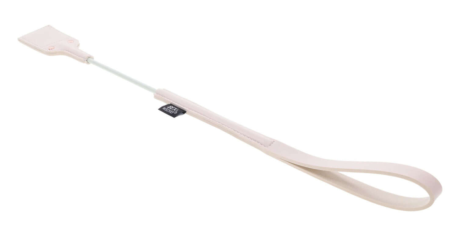 Peaches ‘N Creame Impressions Crop - White riding crop with playful peach cutout on looped tip and sturdy handle for lighthearted domination