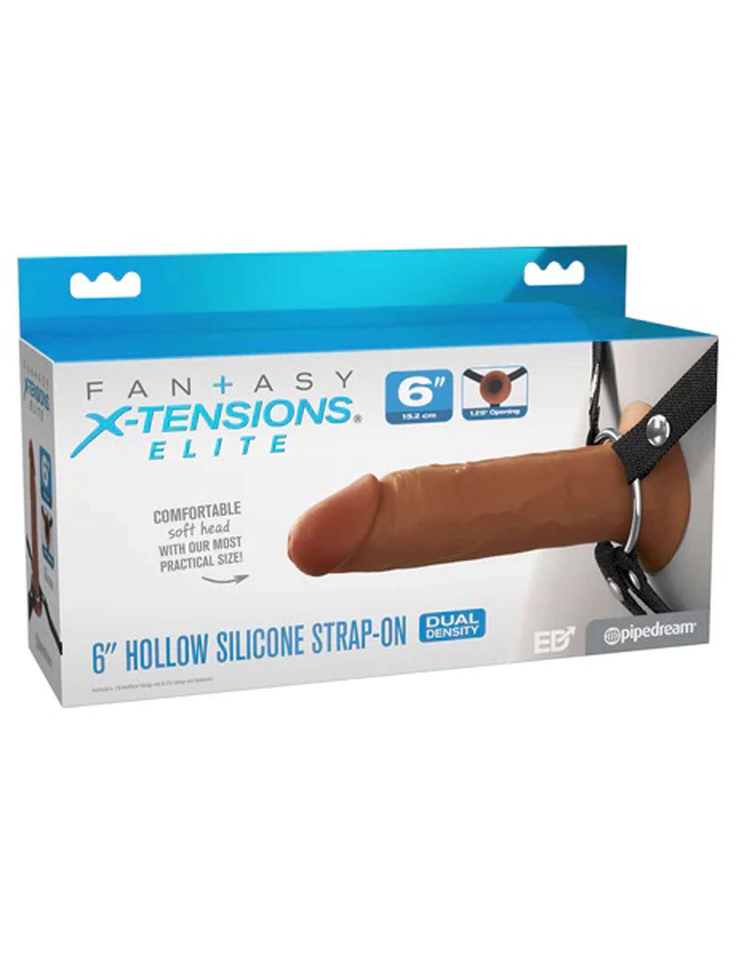 Fantasy X-Tensions Elite 6" Hollow Silicone Strap Dual Density Brown in packaging.