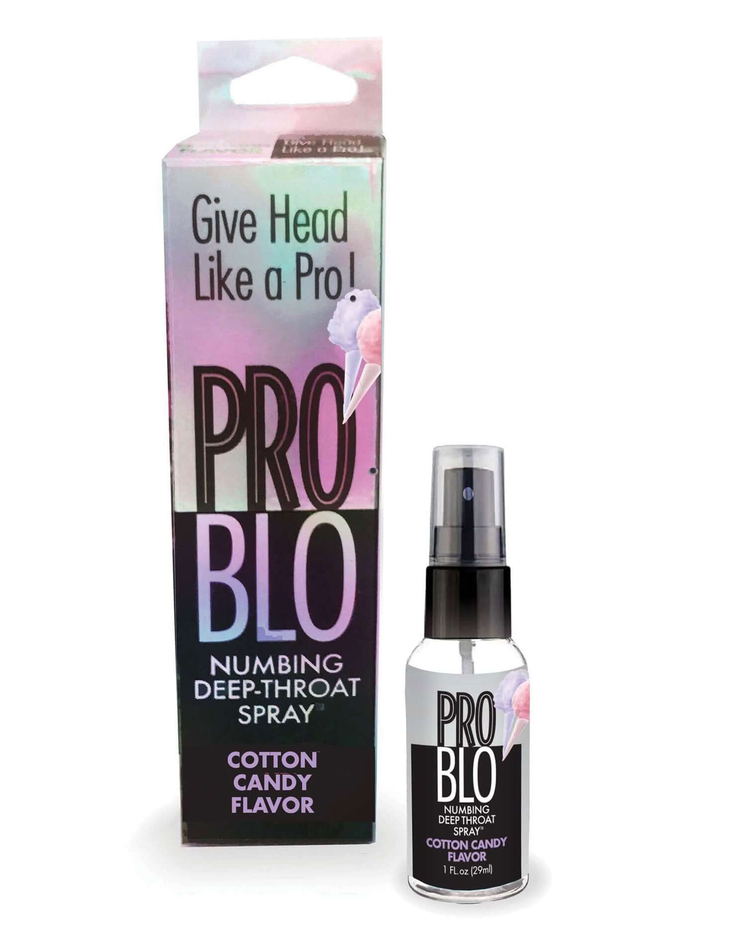 Pro Blo Throat Numbing Spray 1oz Cotton Candy Flavor with Benzocaine for Oral Desensitizing