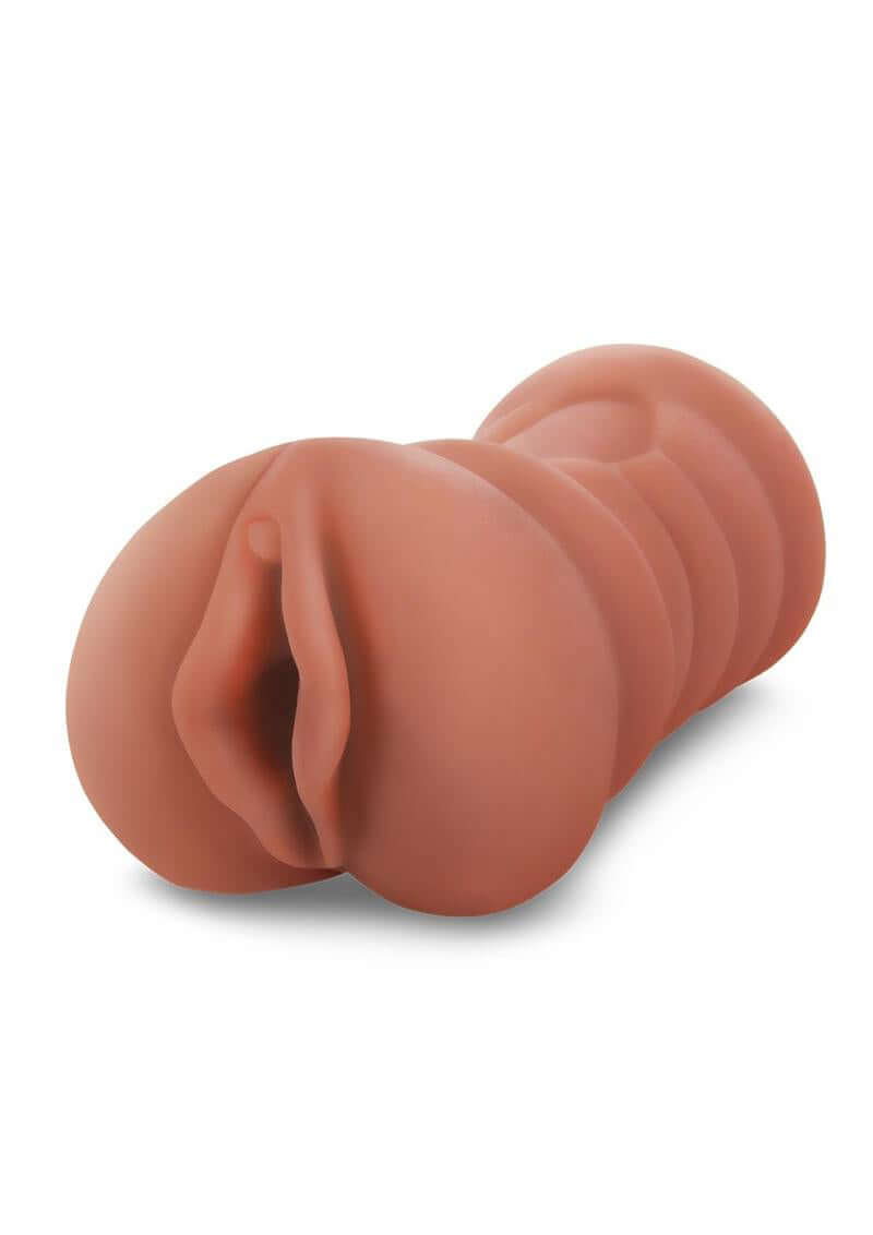 ZOLO Latina Pussy Stroker in tan shade, featuring ultra-realistic design and textured canals for lifelike pleasure and intense sensations