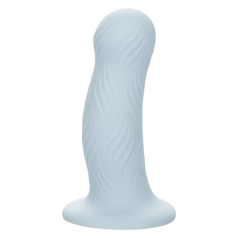 Blue Wave Rider Foam dildo with wavy texture and bulbous shape, crafted from liquid silicone for enhanced pleasure.