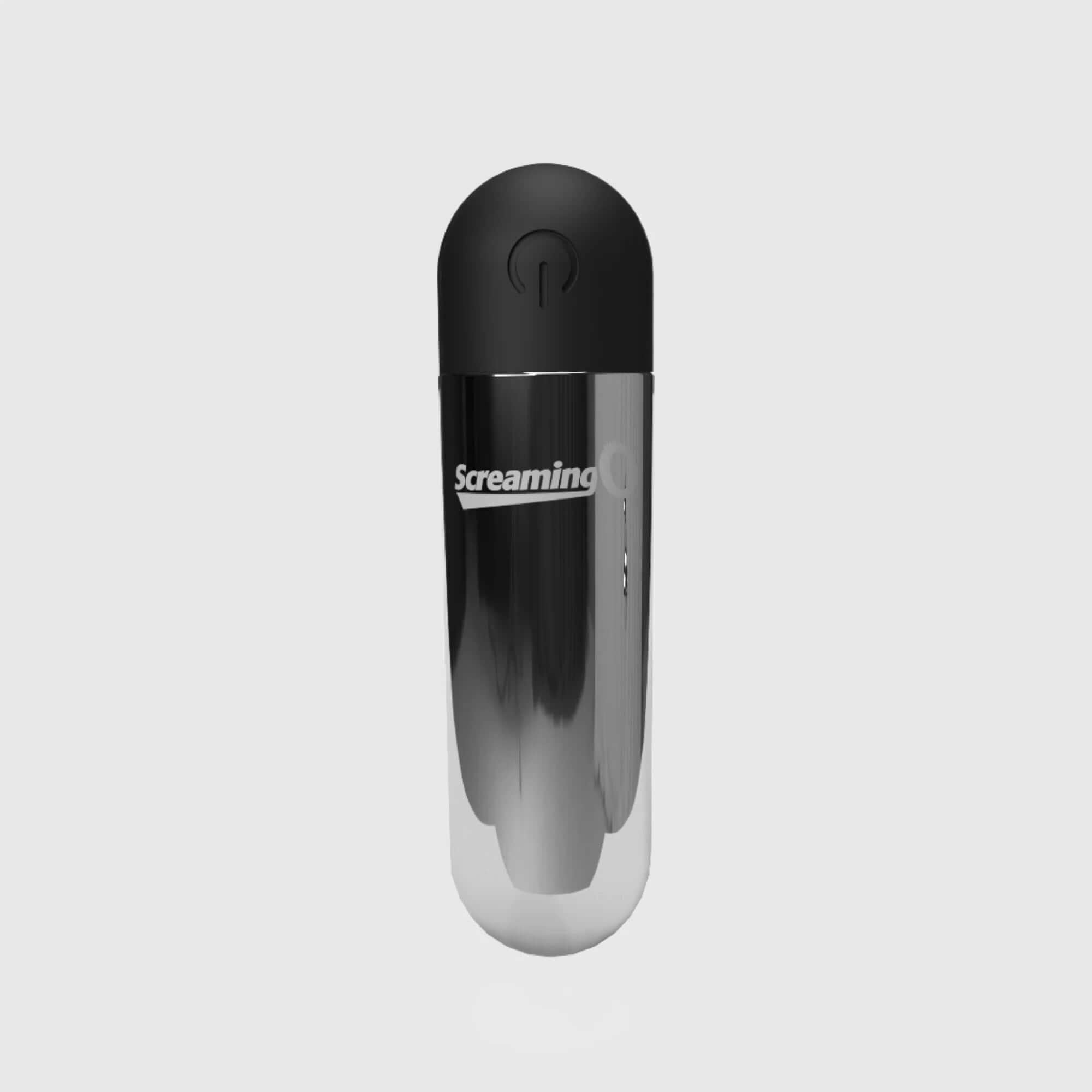 Screaming O Rechargeable Bullet in Silver with 3 speeds and 1 pulse pattern for customizable deep, rumbling vibrations in a sleek design