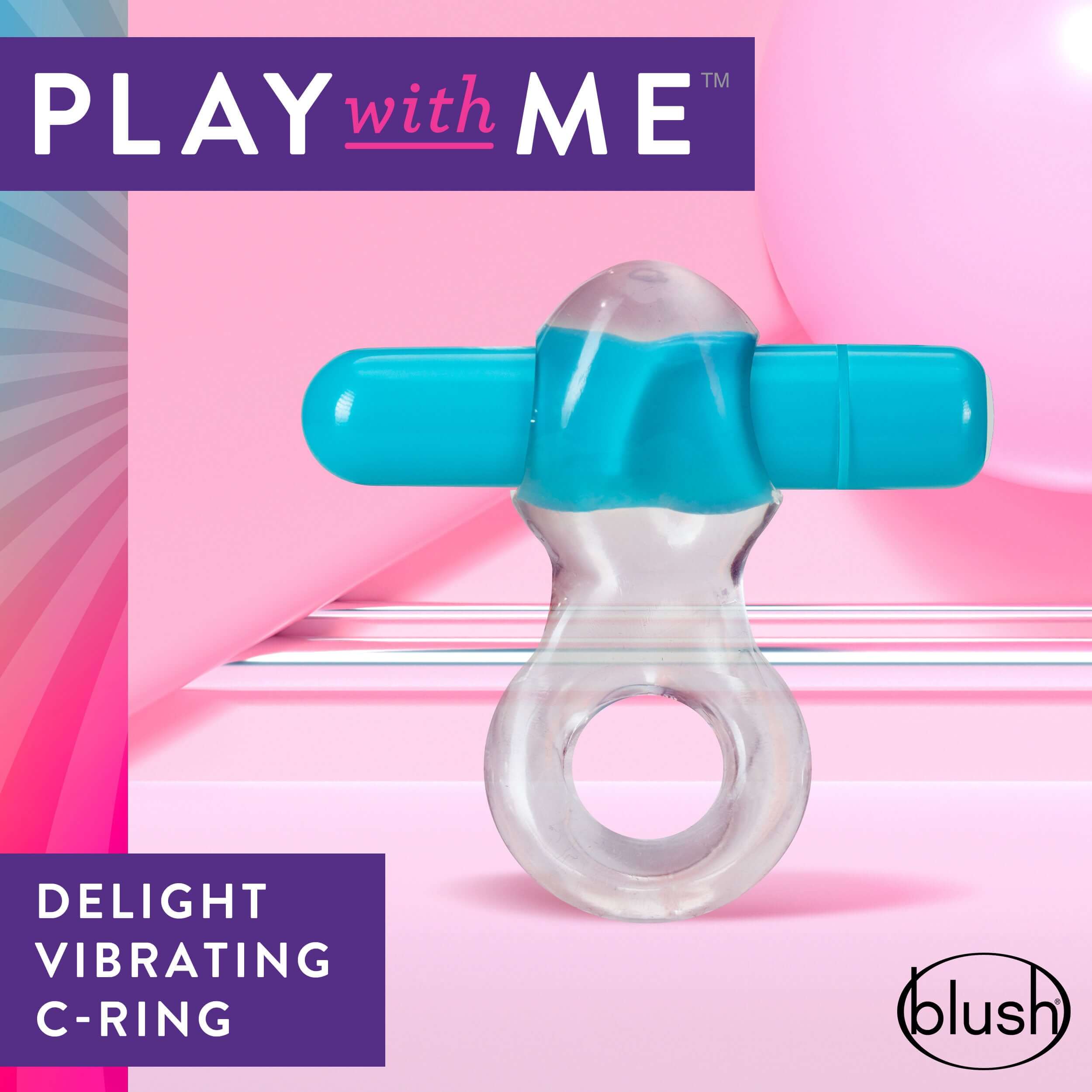 Play With Me Delight Vibrating C-Ring in Blue for enhanced pleasure and extended playtime