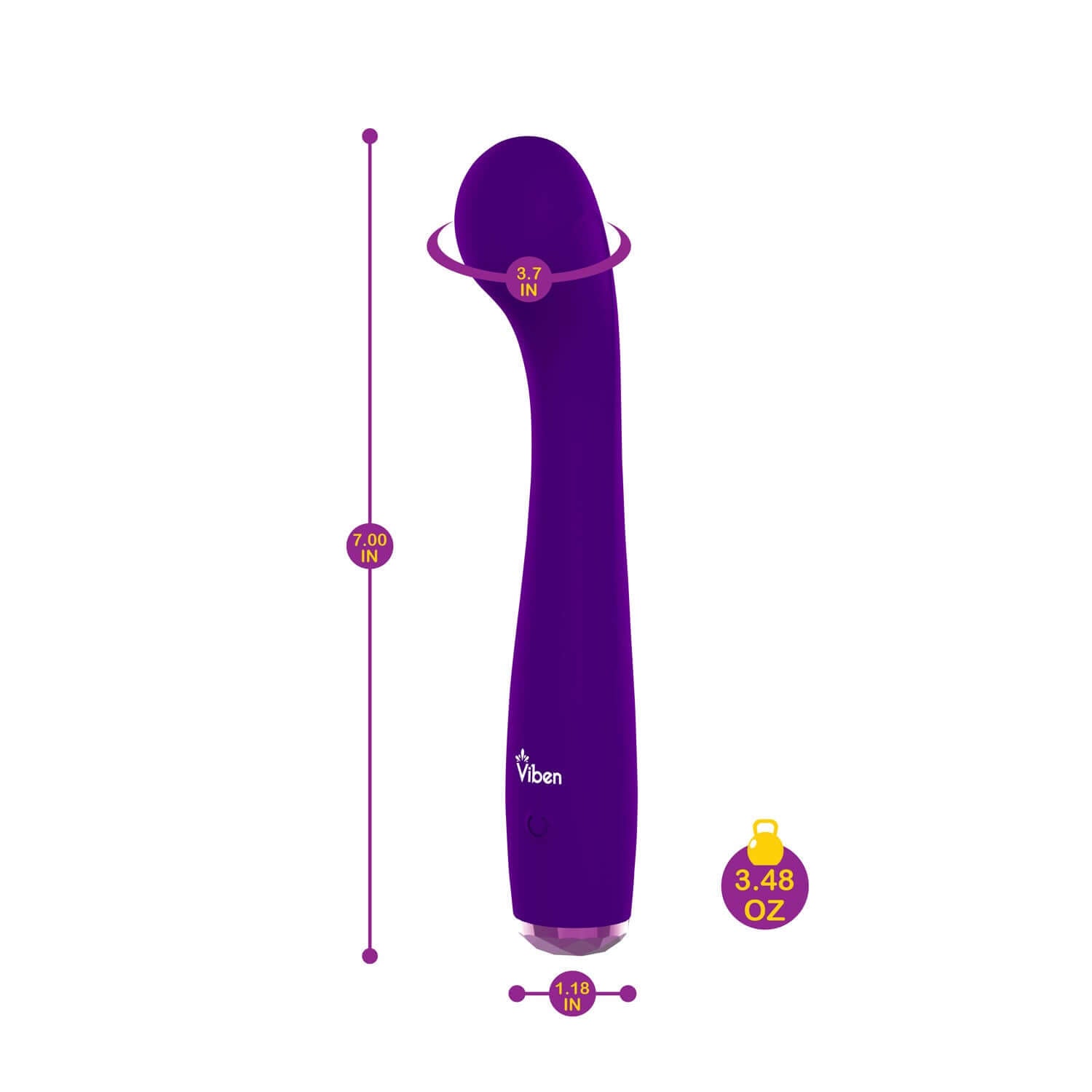 Violet Intense Devotion G-Spot Vibe by Viben - 7 inches long, 3.7-inch head, easy to use, sleek silicone design, perfectly designed for g-spot stimulation.