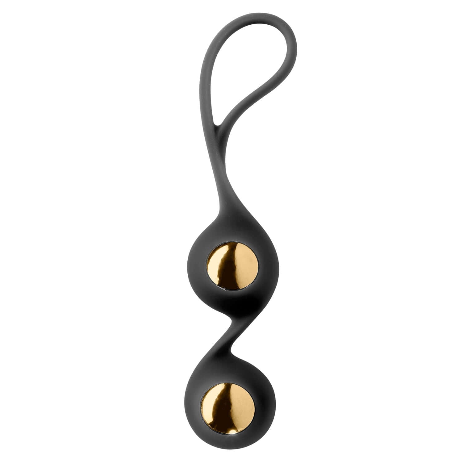 Black duo kegel balls with gold accents by Cloud 9, designed for pelvic floor strengthening and sensual experiences.