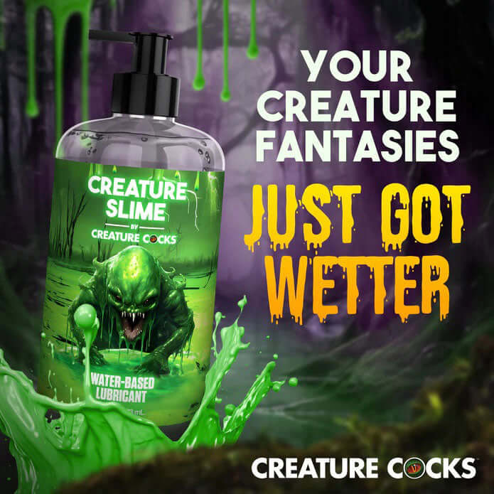 Creature Slime Water-Based Lubricant 16oz - Super slippery, unscented lube for all your fantasies, non-staining, glycerin-free, easy cleanup.