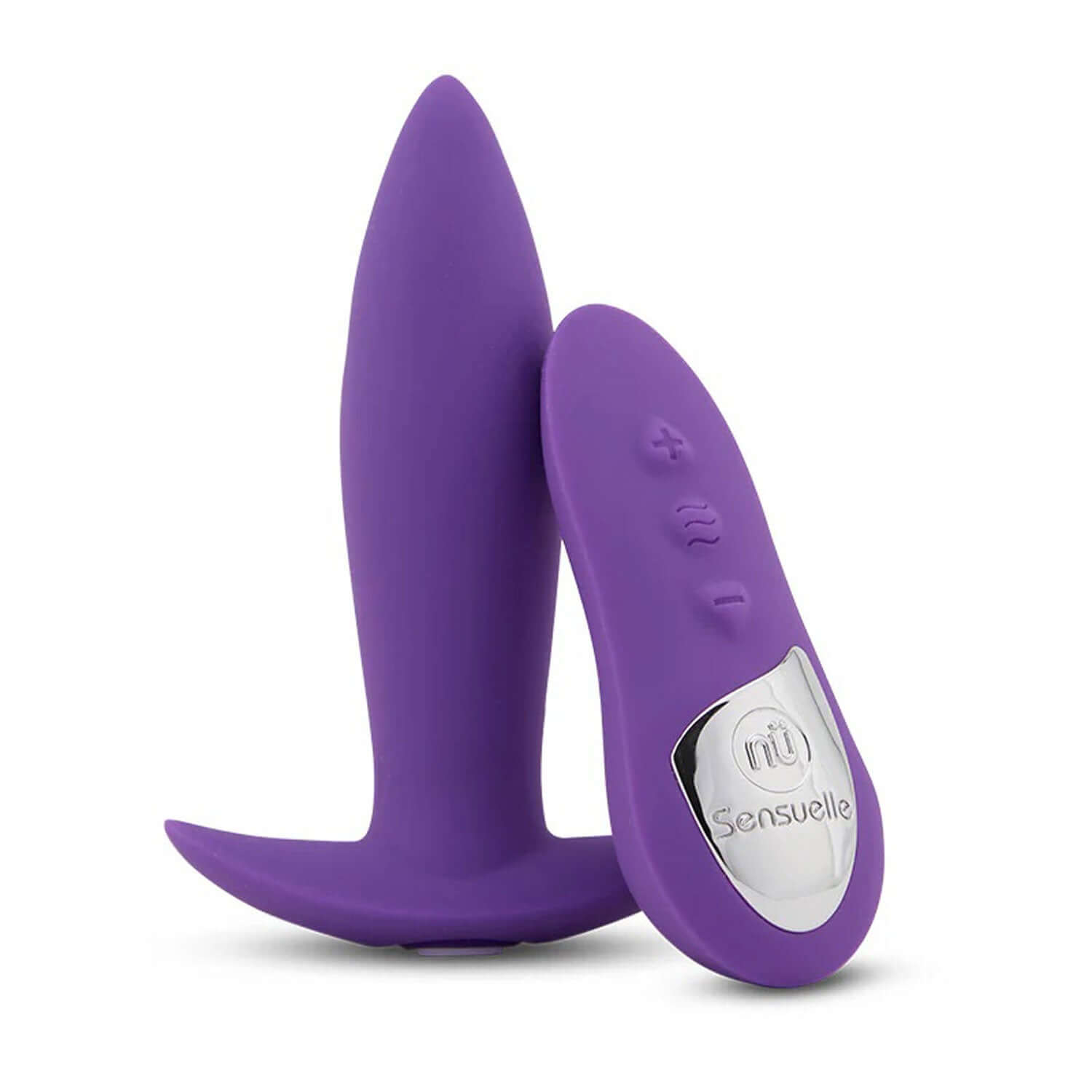 Purple Nu Sensuelle Remote Control Mini-Plug with 15 vibration functions for beginners and advanced users.