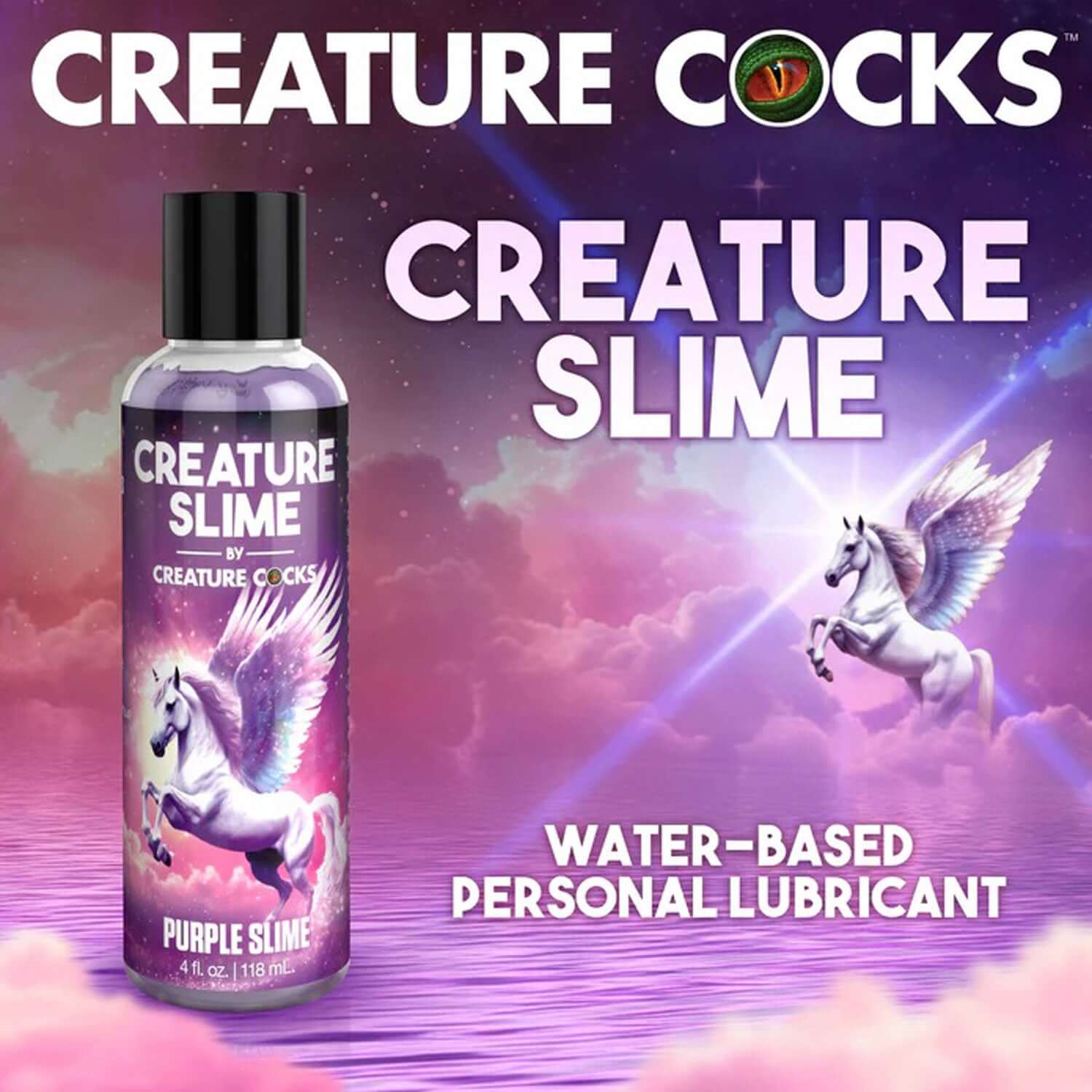 4oz Creature Slime Purple Water-Based Lubricant with Unicorn Design