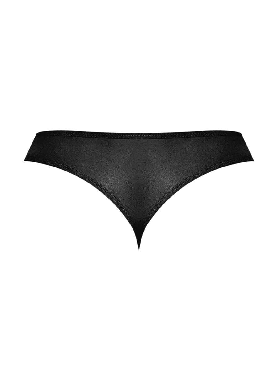 Black Sassy Lace Open Ring Thong - Small/Medium - Minimal Coverage, Breathable Lace Fabric, Ringed Waistband