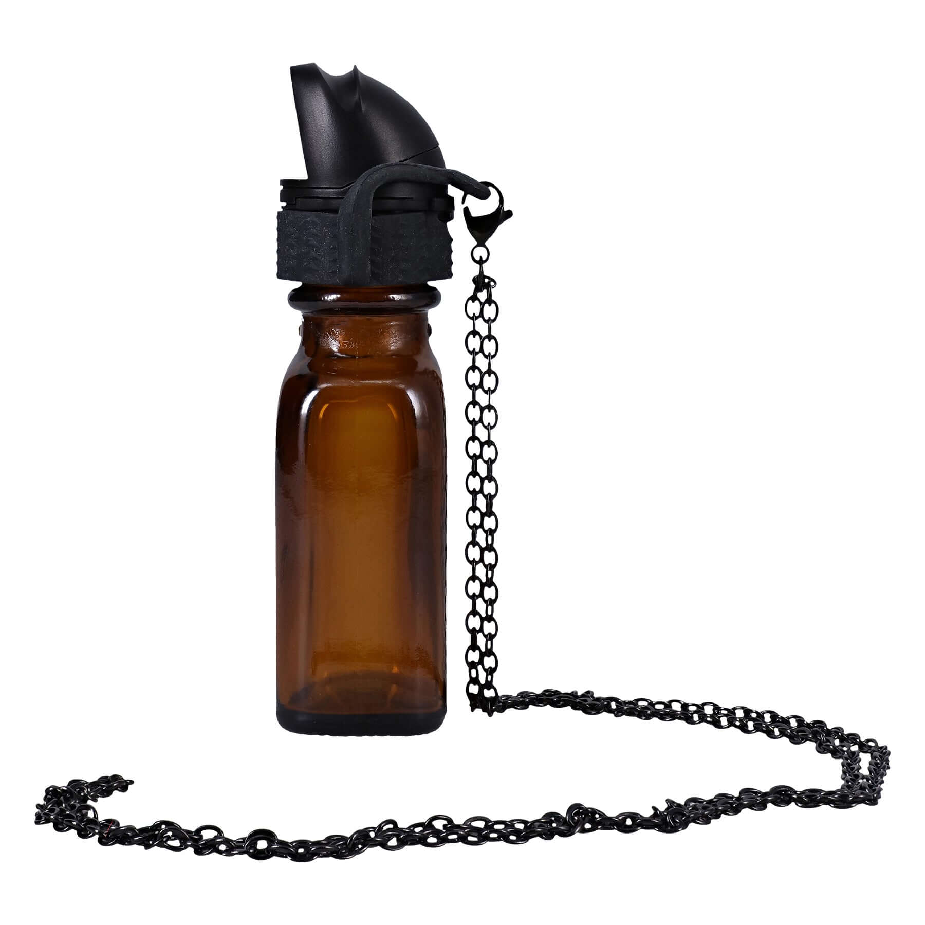 Rock Solid EZ Top black large cap leak-proof brown bottle with lanyard for single-handed use of cleaners, removers, and solvents.