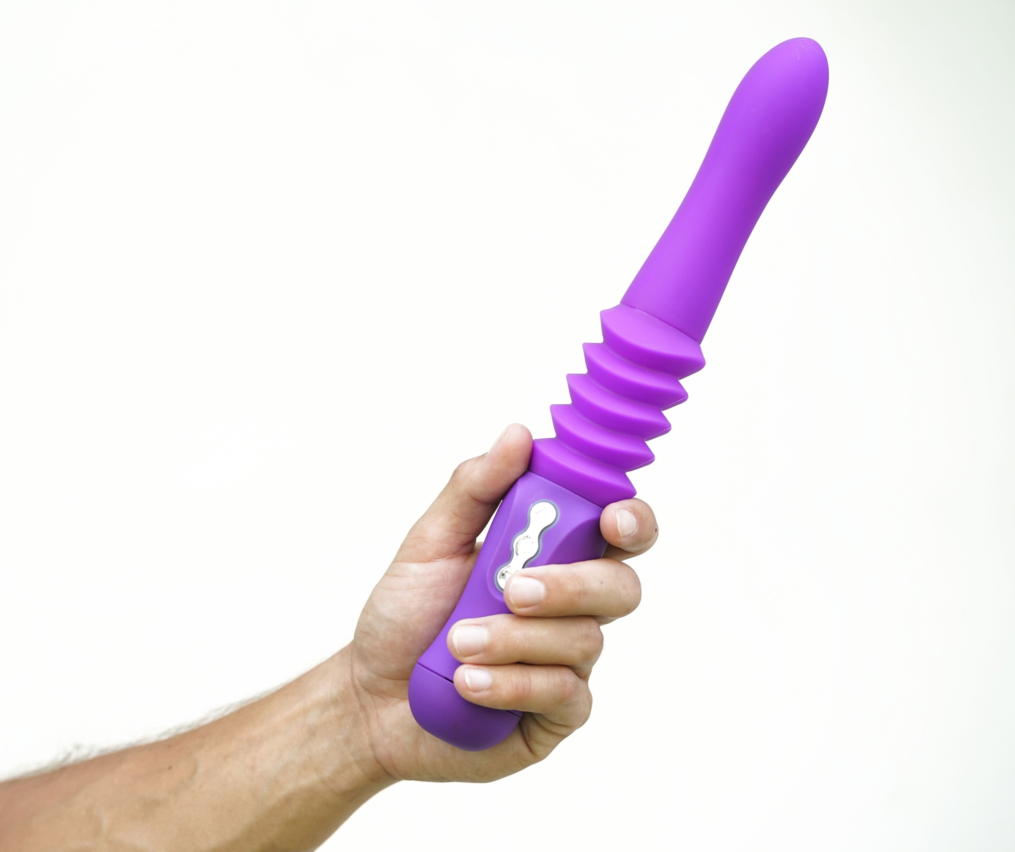 Monroe USB Rechargeable Silicone Thrusting  Portable Love Machine - Purple-5